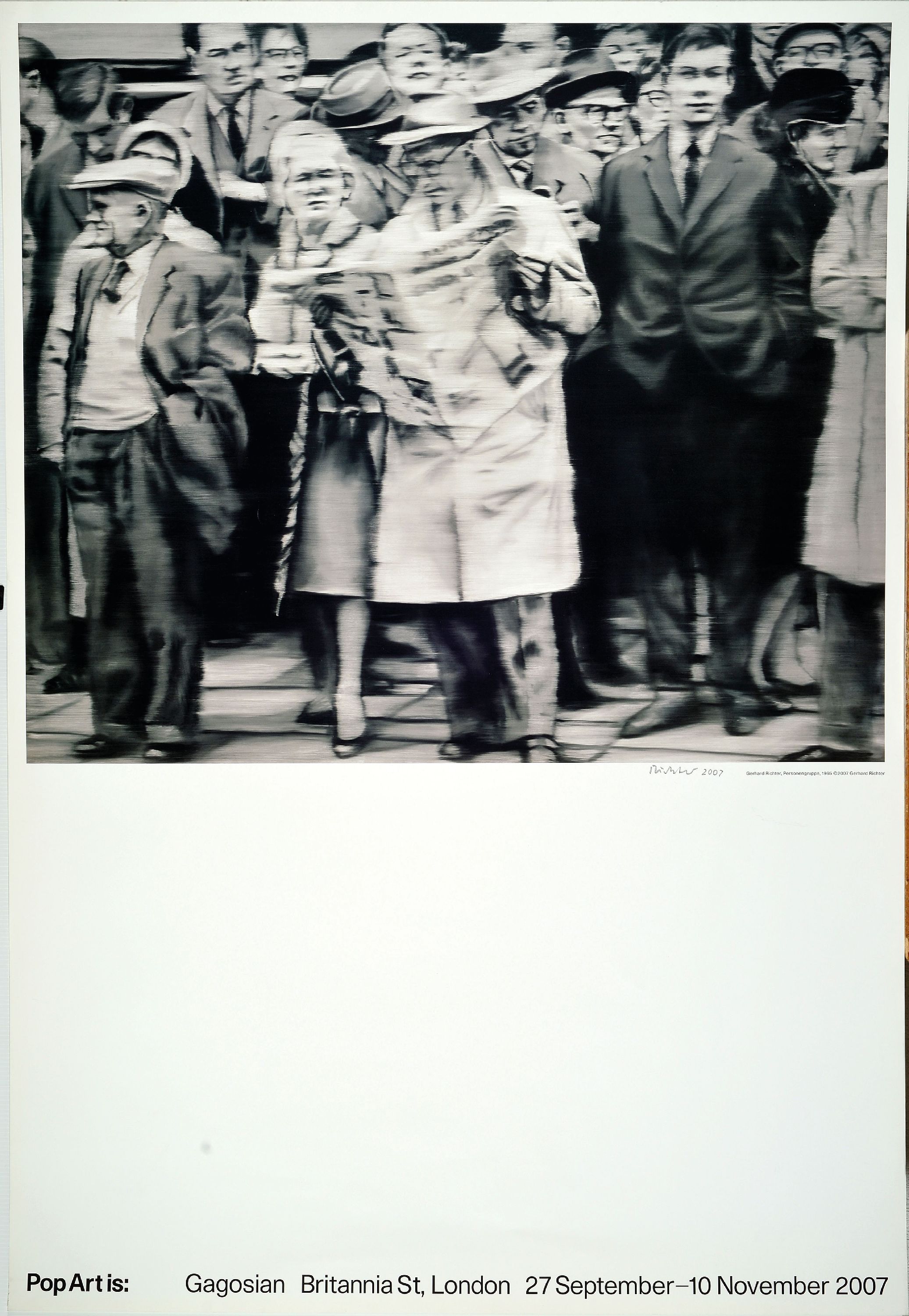 Detail k: Gerhard Richter, geb. 1932, Titel: Personengruppe- nach dem Gemälde 1965, Ausstellungsplakat Pop Art: Gagosian Britannia St.London, handsign., dat. ...