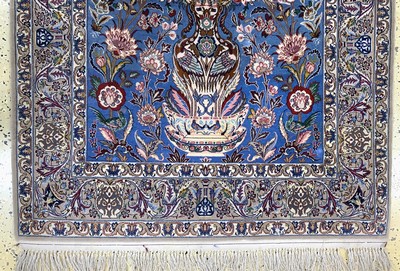 27021501c - Esfahan fein, Persien, Mitte 20.Jhd, Korkwolle auf Seide, ca. 167 x 110 cm, ...