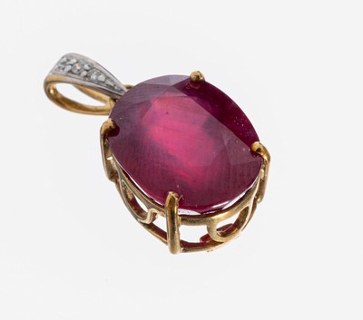 Image 9 kt Gold Rubin-Anhänger, GG 375/000, ovalfacett. Rubin (beh.) ca. 4.0 ct