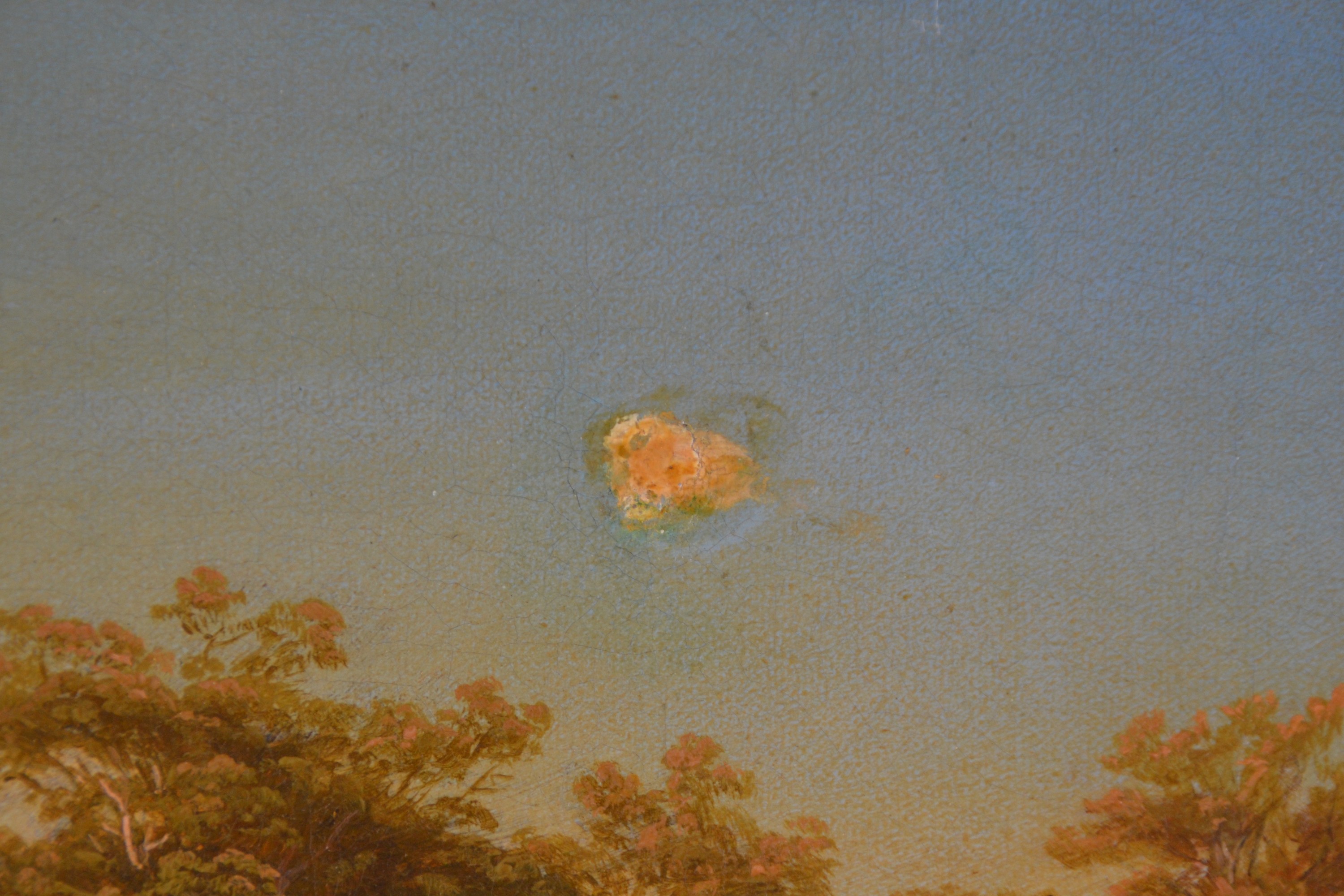 Detail b: Theodor Huth, 1821-1886 Frankfurt am Main, Mittelgebirgslandschaft mit Kuhhirt, links unten signiert THuth Ft., Öl/Lwd, rechts oben ...