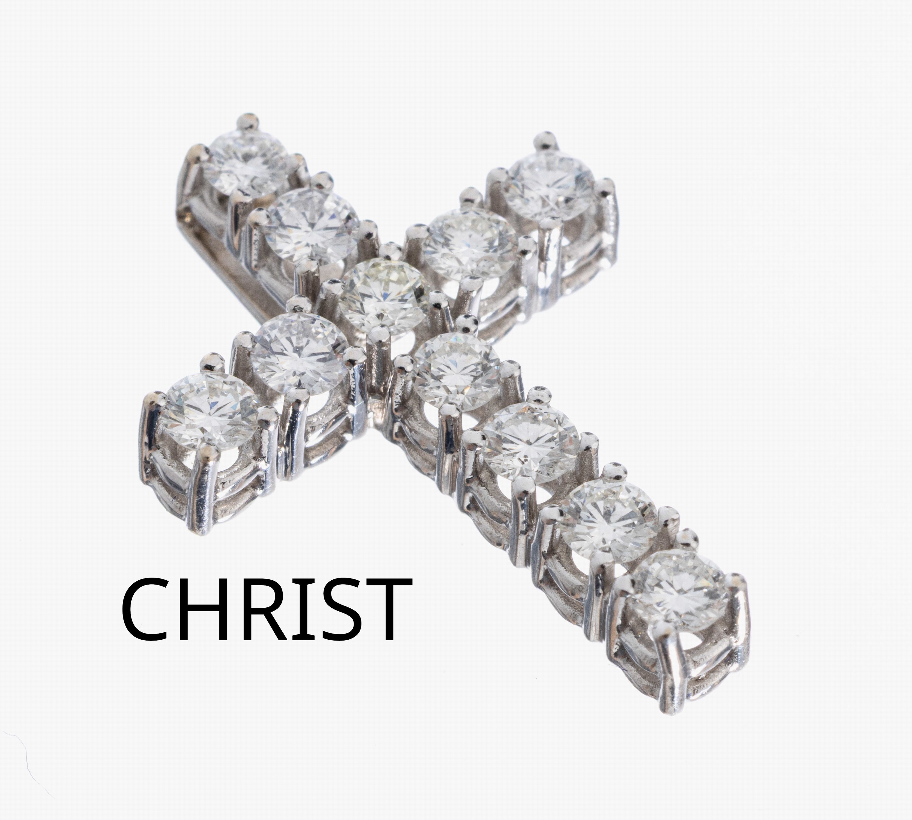 Image 27021627 - 14 kt Gold CHRIST Brillant-Kreuzanhänger, WG 585/000, 11 Brillanten zus. ca. 0.80 ct ...