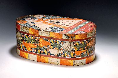 Image Barocke Hut- bzw. Spanschachtel, Hessen, 18.Jh., umlaufend handbemalter Floraldekor, ...