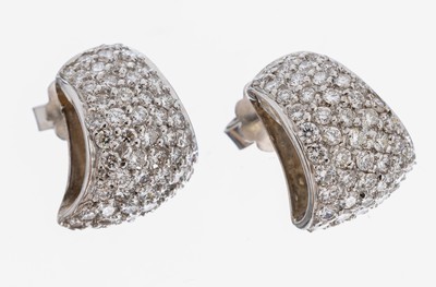 Image Paar 18 kt Gold Brillant-Ohrstecker, WG 750/000, Brillanten zus. ca. 3.0 ct feines ...