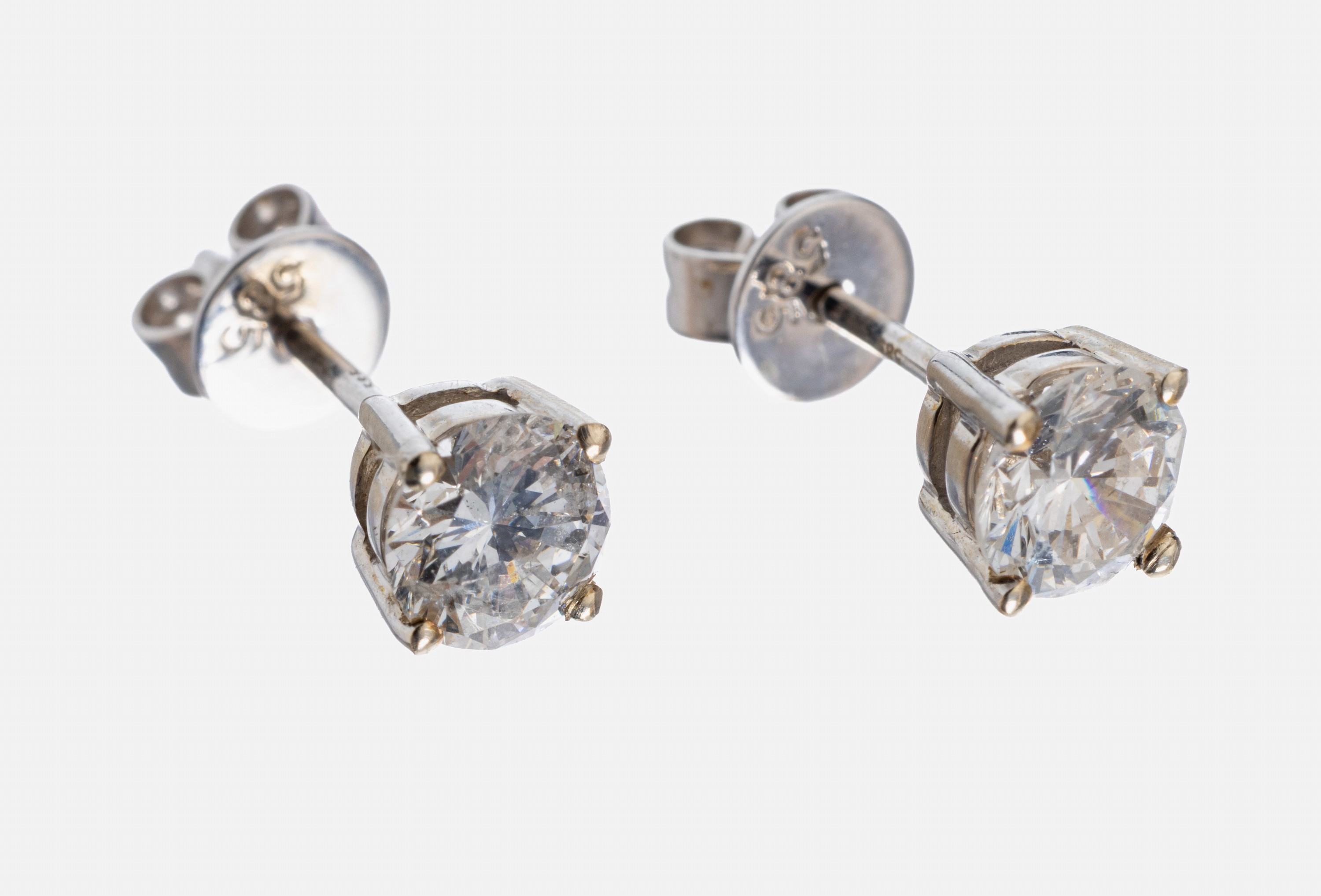 Image 27022046 - Paar 14 kt Gold Brillant-Ohrstecker, WG 585/000, 2 Brillanten zus. ca. 0.83 ct ...