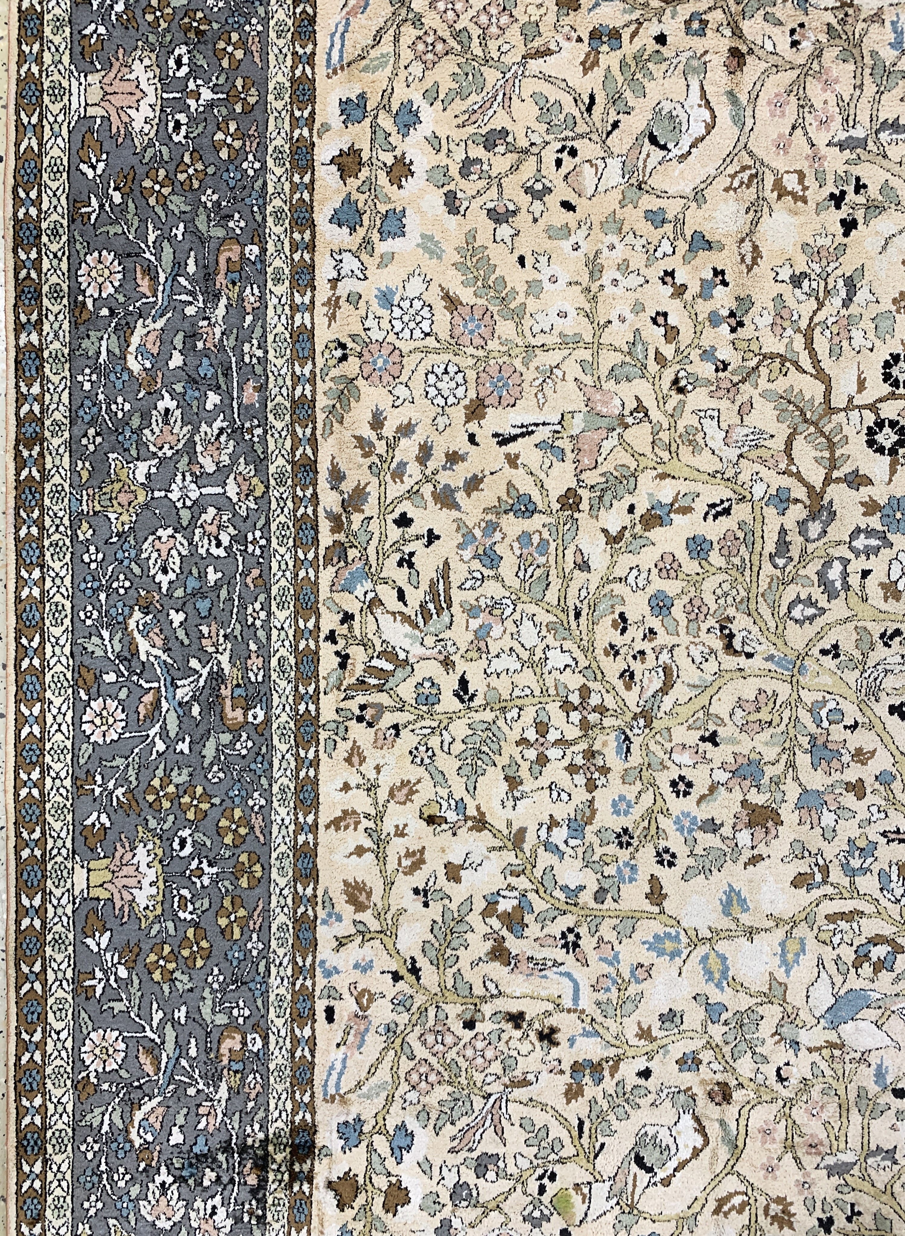 Detail d: Kaschmir Seide Indian, "Lebensbaum-Motiv", Ende 20.Jhd, merzerisierte Baumwolle, ca. 376 x 260 cm, gereinigt, EHZ:(nahezu neuwertig)
