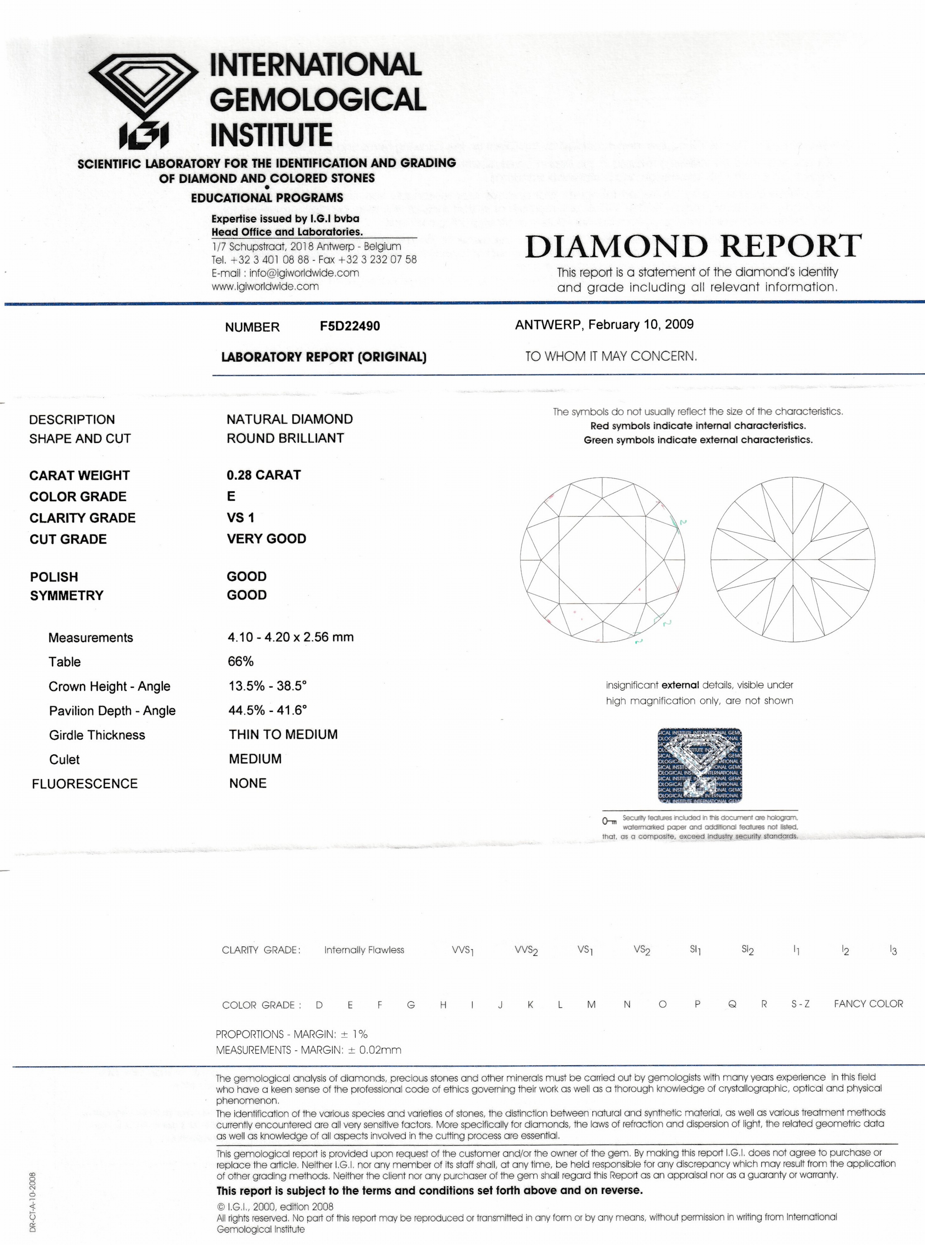 Detail a: Paar 14 kt Gold Brillant-Ohrstecker, GG 585/000, 1 Brillant 0.31 feines Weiß+(F)/vs, 1Brillant 0.28 ct hochfeines Weiß(E)/vs1, GIA bzw. ...