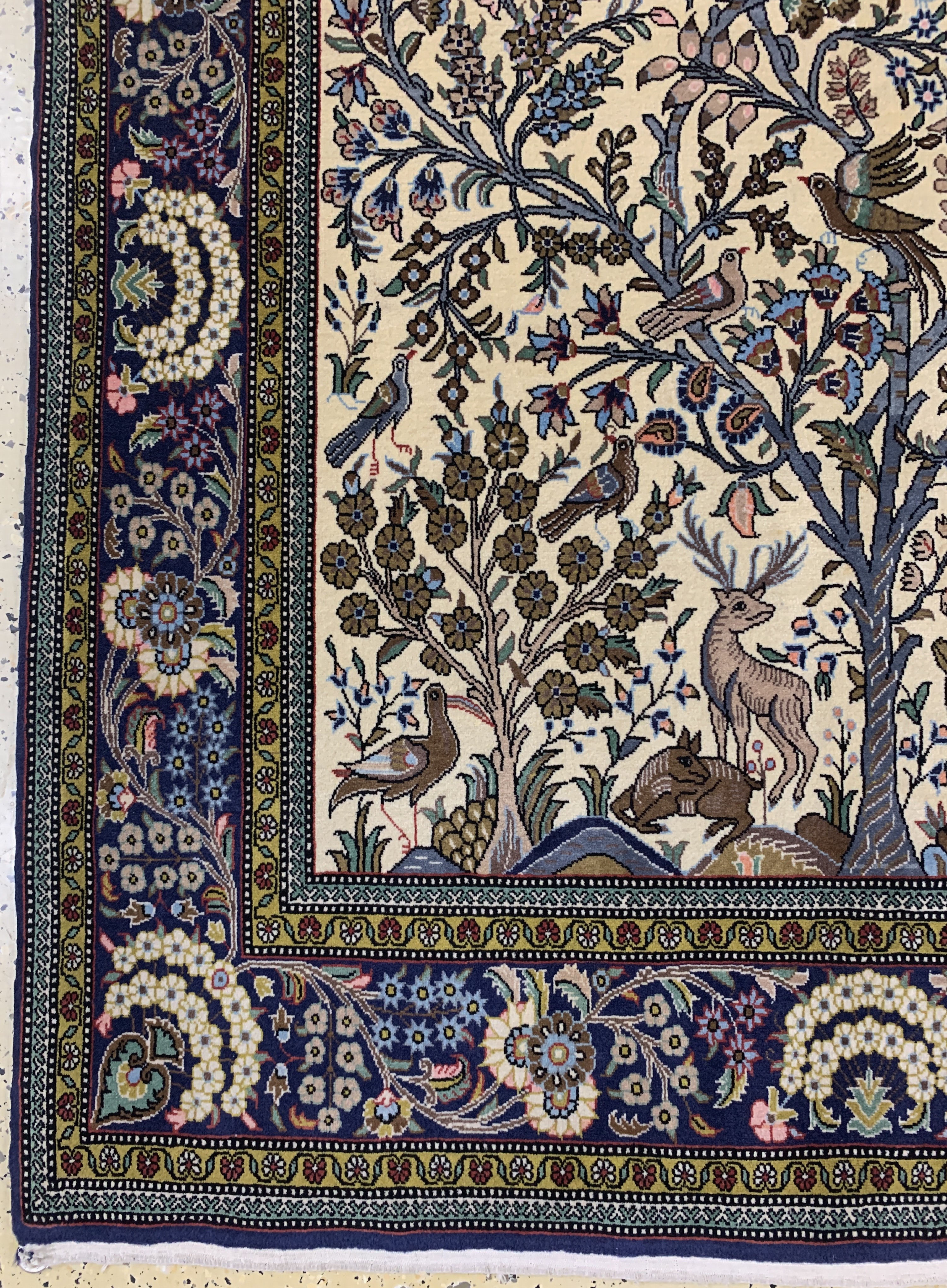 Detail b: Ghom Kork fein, Persien, Mitte 20.Jhd, Korkwolle auf Baumwolle, ca. 202 x 135 cm, EHZ: 1-2