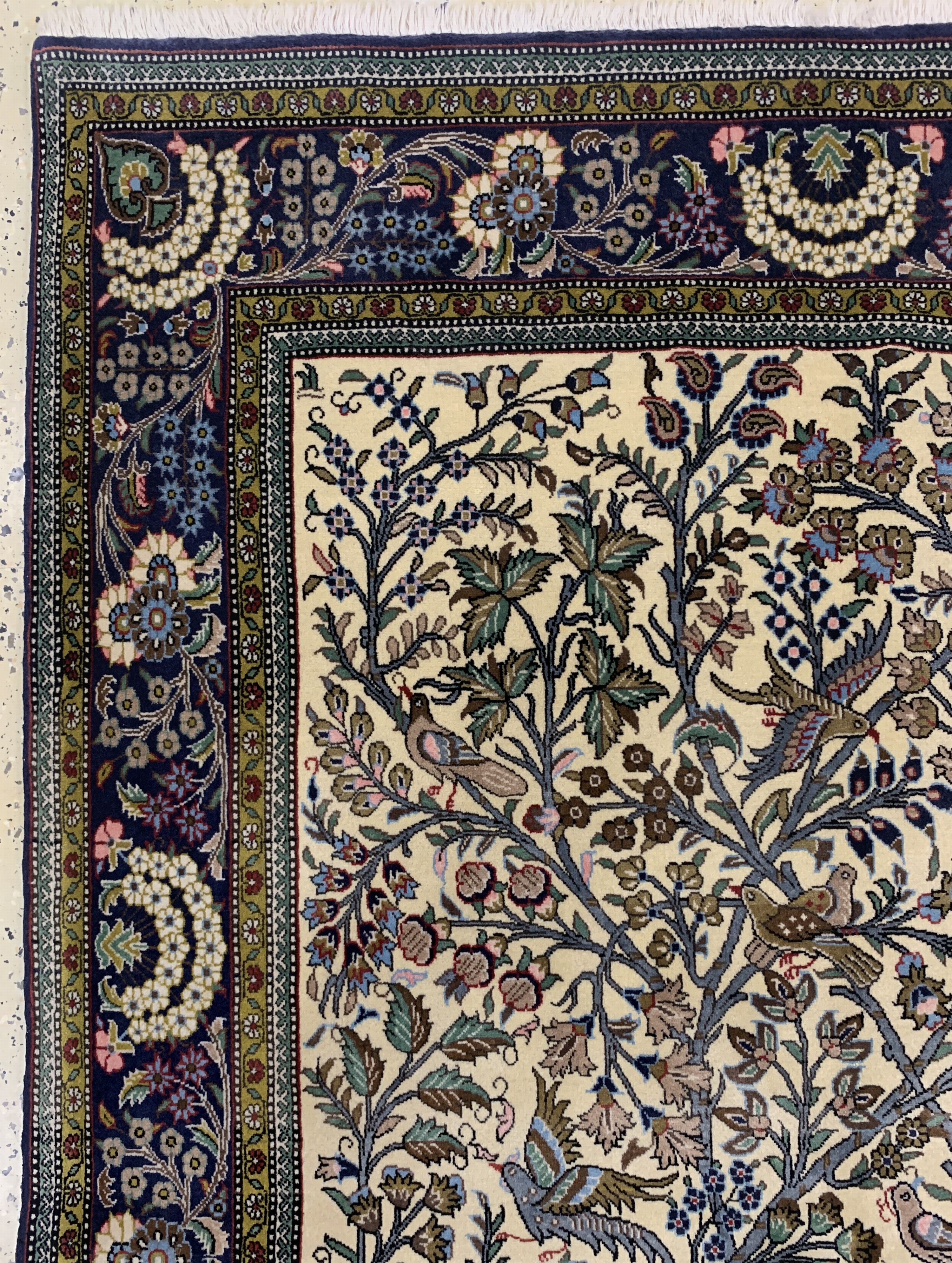 Detail c: Ghom Kork fein, Persien, Mitte 20.Jhd, Korkwolle auf Baumwolle, ca. 202 x 135 cm, EHZ: 1-2