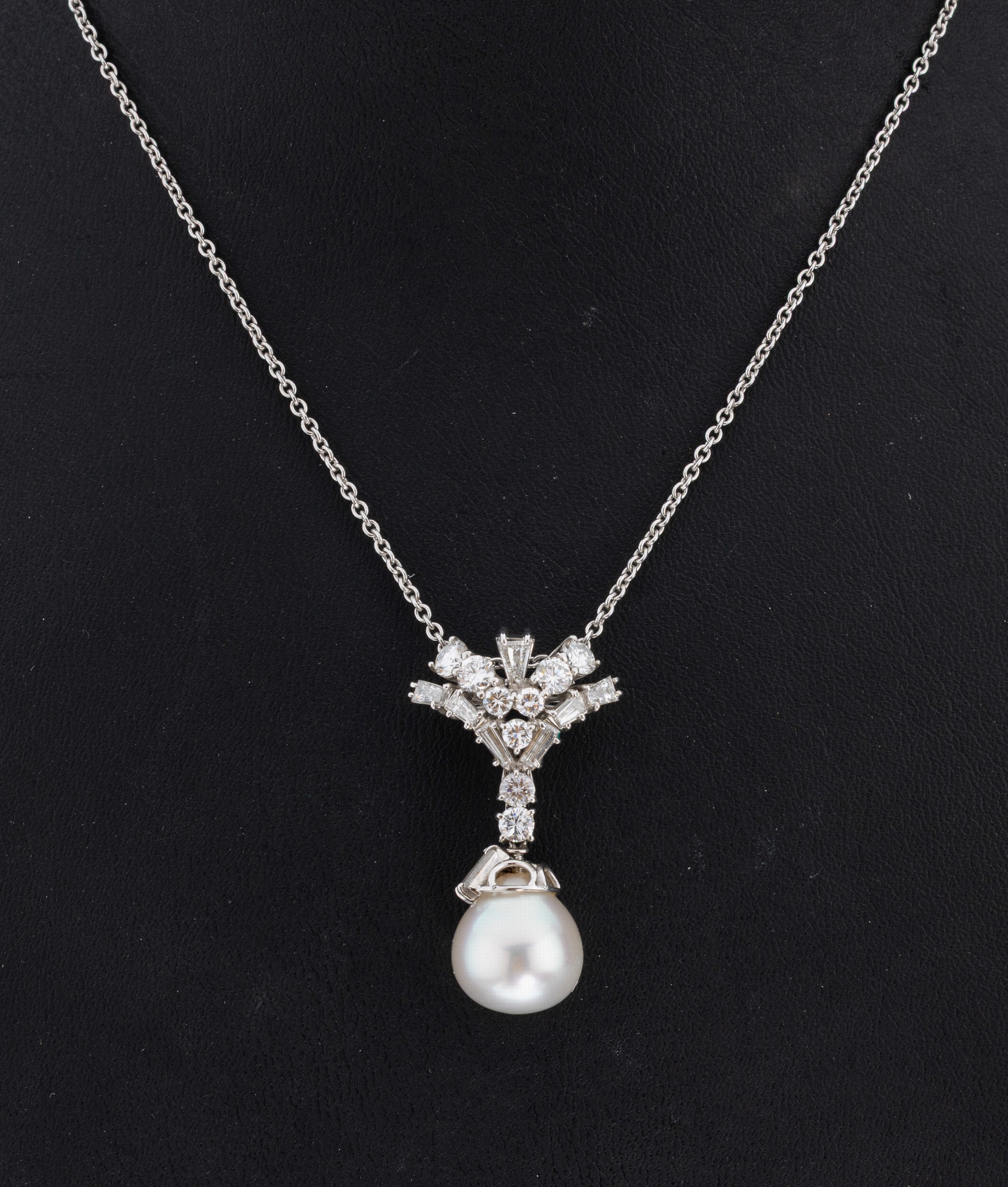 Image 27022091 - Exklusiver 18 kt Gold Perl-Diamant-Anhänger, WG 750/000, weiße tropfenf. Südsee- ...