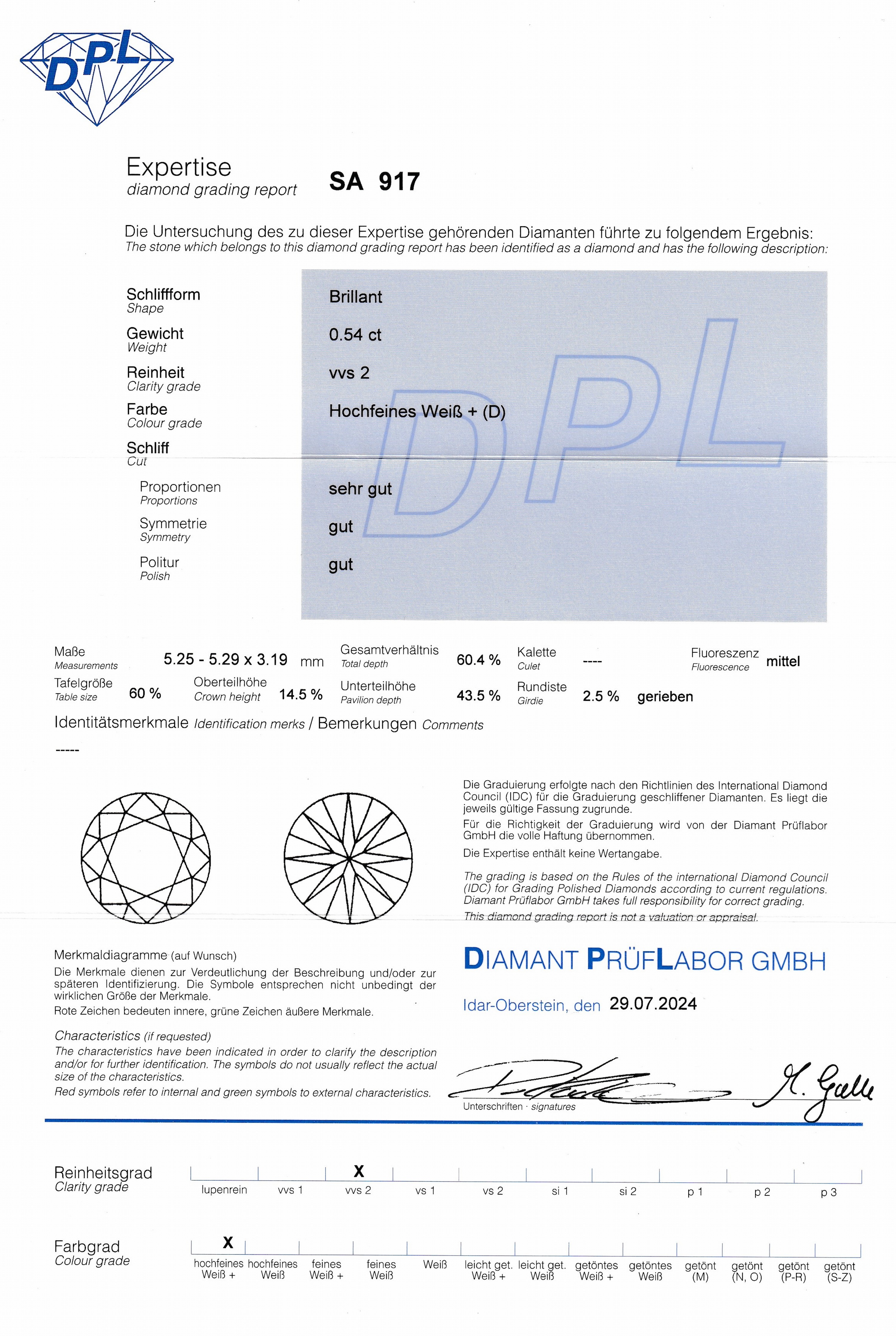 Detail a: Paar 18 kt Gold Brillant-Ohrstecker, WG 750/000, 2 Brillanten, 1 x 0.54 ct hochfeines Weiß+(D)/vvs, 1 x 0.52 ct feines Weiß(G)/lr, abnehmbare ...