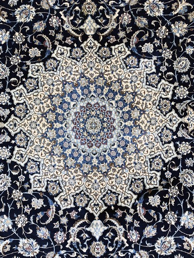 27022025d - Nain fein(6 La), Persien, signiert´Habibian, Ende 20.Jhd, Korkwolle mit Seide, ca. 396 ...