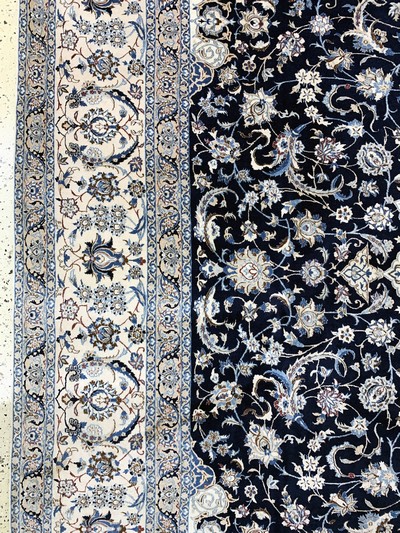 27022025e - Nain fein(6 La), Persien, signiert´Habibian, Ende 20.Jhd, Korkwolle mit Seide, ca. 396 ...