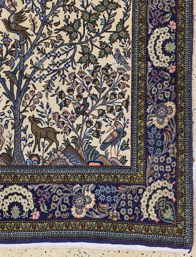 27022089a - Ghom Kork fein, Persien, Mitte 20.Jhd, Korkwolle auf Baumwolle, ca. 202 x 135 cm, EHZ: ...