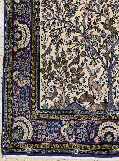 27022089b - Ghom Kork fein, Persien, Mitte 20.Jhd, Korkwolle auf Baumwolle, ca. 202 x 135 cm, EHZ: ...