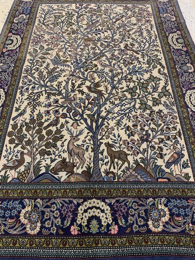 27022089f - Ghom Kork fein, Persien, Mitte 20.Jhd, Korkwolle auf Baumwolle, ca. 202 x 135 cm, EHZ: ...