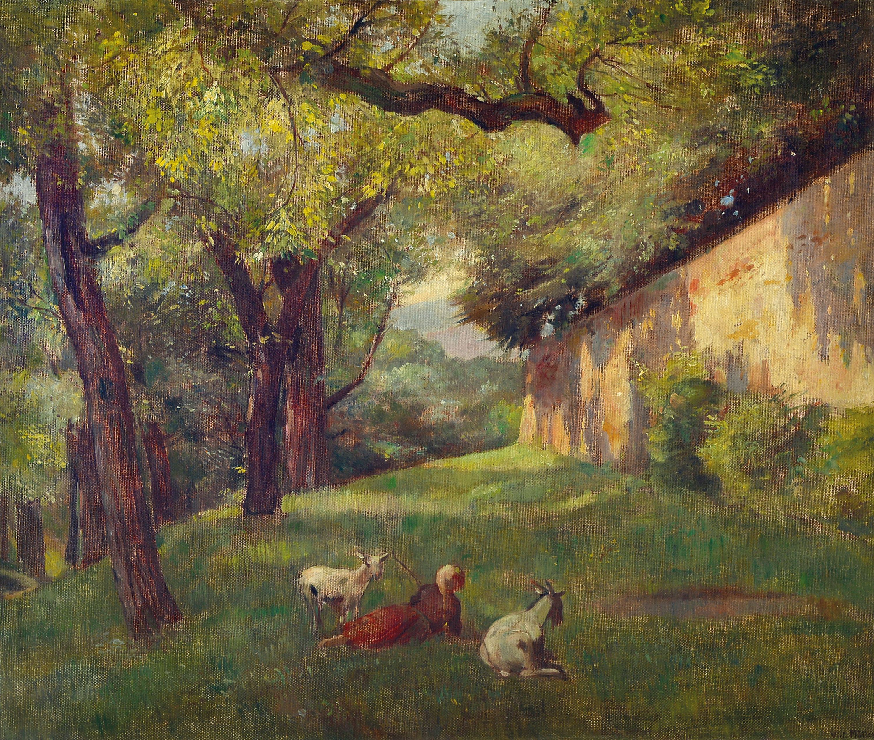 Image 27022103 - Victor Müller, 1829 Frankfurt a.M.-1871 München, junge Ziegenhirtin bei der Rast, ...