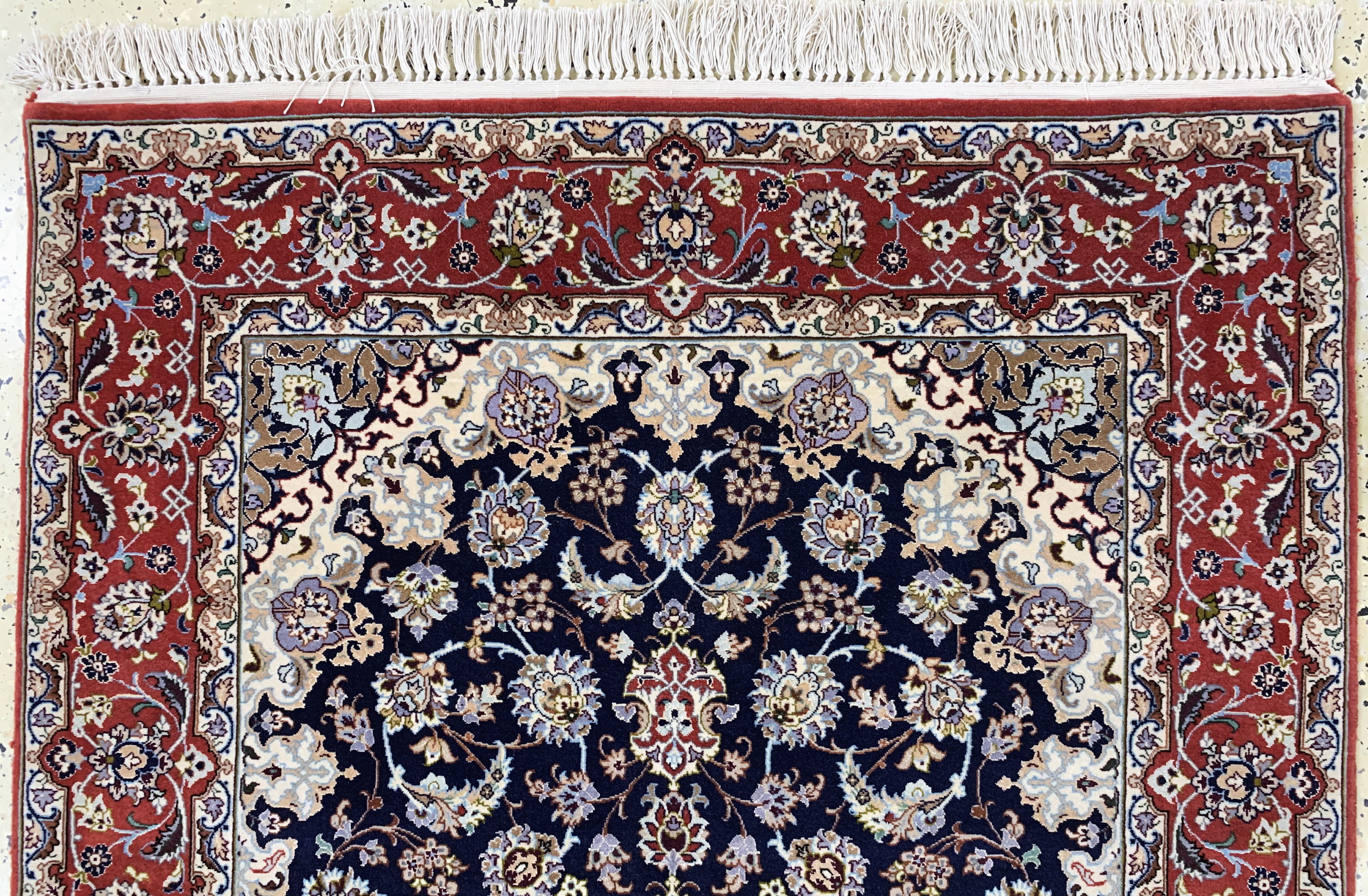Detail a: Esfahan fein Persien, signiert"Davari", Ende 20.Jhd, Korkwolle mit und auf Seide, ca. 160 x 104 cm, EHZ: 1-2