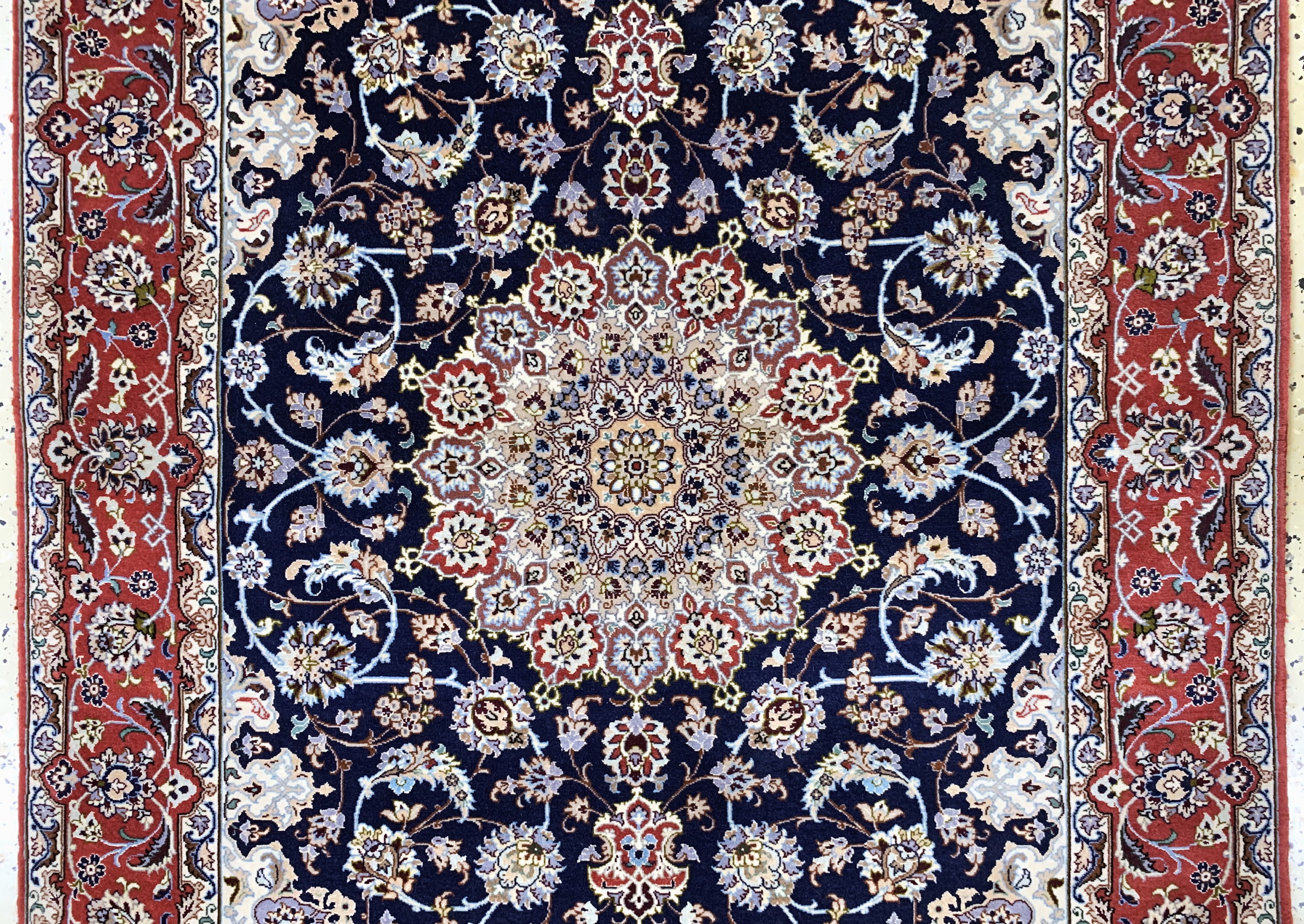 Detail b: Esfahan fein Persien, signiert"Davari", Ende 20.Jhd, Korkwolle mit und auf Seide, ca. 160 x 104 cm, EHZ: 1-2