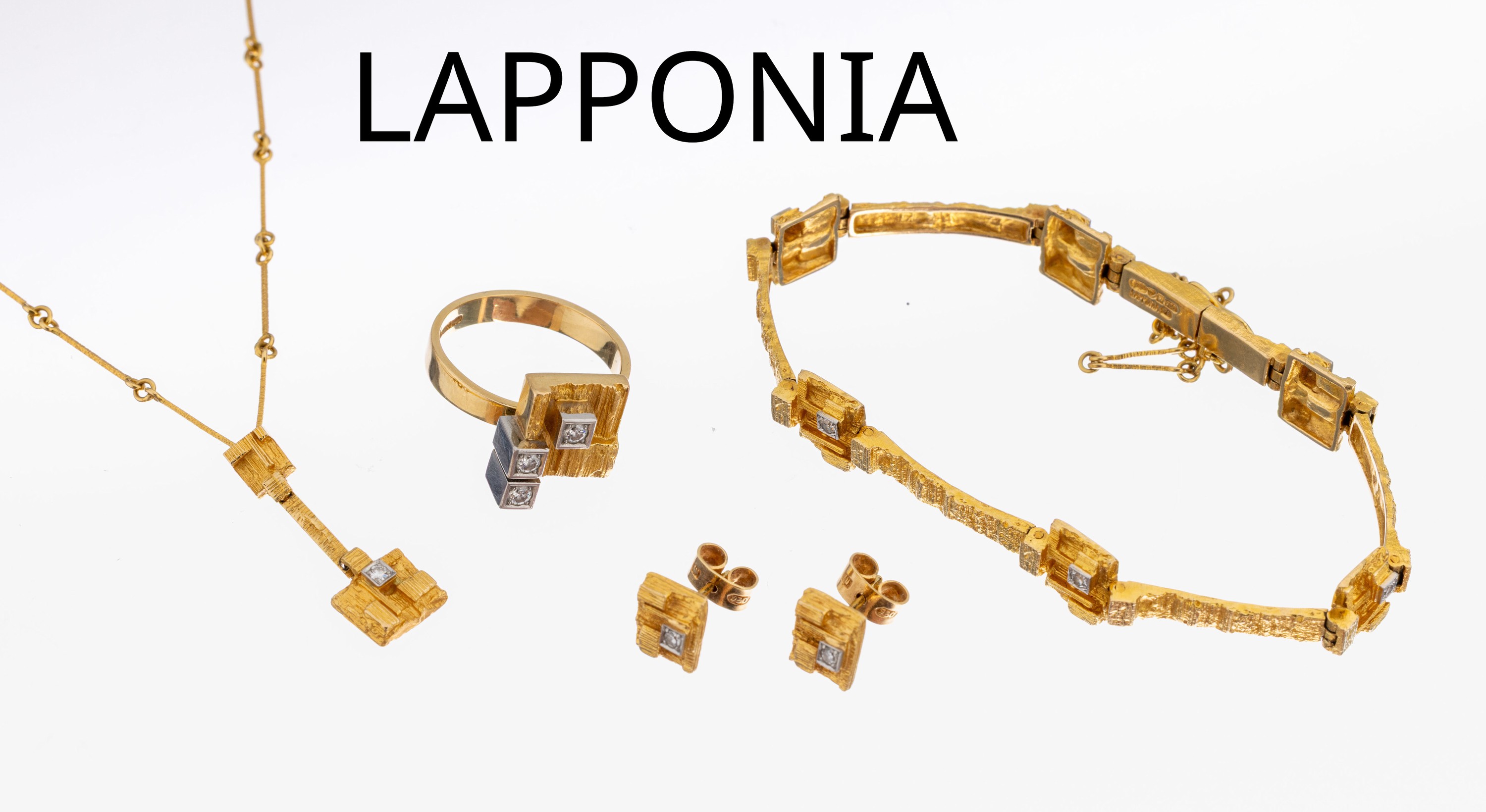 18 kt Gold LAPPONIA Diamant-Konvolut, GG/WG750/000, typ. abstraktes Design, best. aus: 1 Ring, RW 54, 2011, 3 in WG gefasste Brillantenzus. ca. 0.15 ...