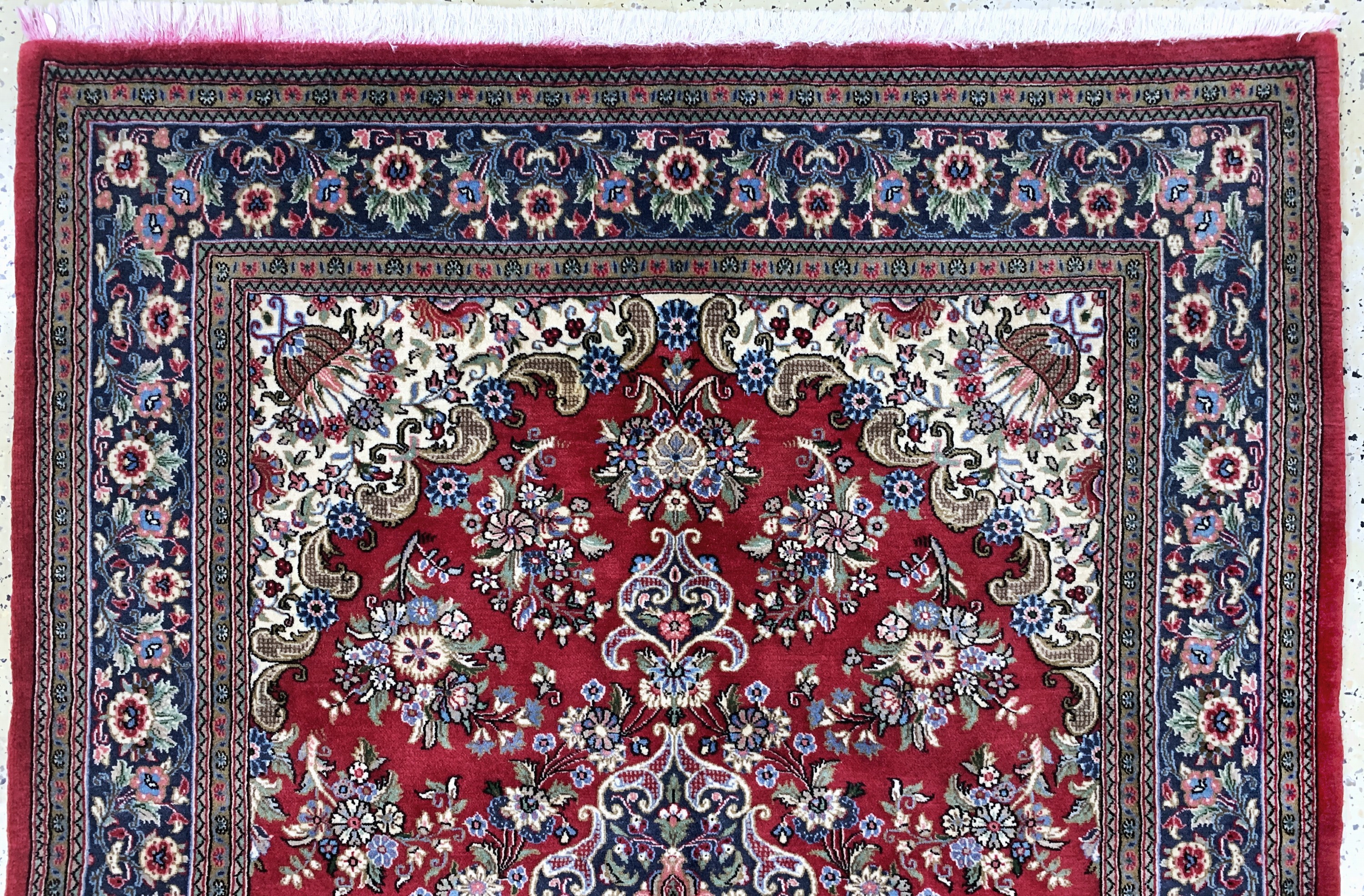 Detail a: Ghom Kork, Persien, Ende 20.Jhd, Korkwolle auf Baumwolle, ca. 200 x 140 cm, verfärbte Fransen, EHZ: 1-2