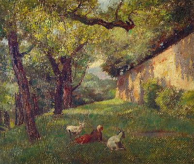 Image Victor Müller, 1829 Frankfurt a.M.-1871 München, junge Ziegenhirtin bei der Rast, ...