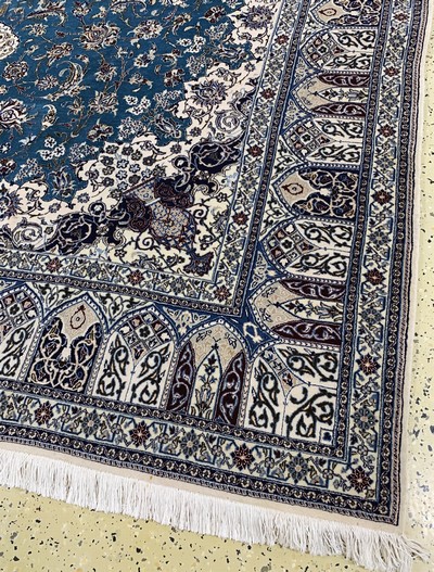 27022110a - Nain fein(6 La) Persien, signiert´Habibian´, Ende 20.Jhd, Korkwolle mitSeide, ca. 305 x ...