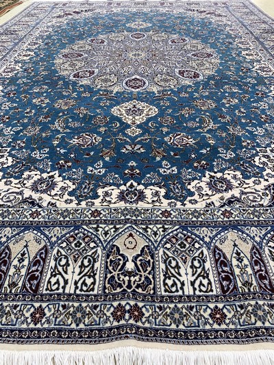 27022110k - Nain fein(6 La) Persien, signiert´Habibian´, Ende 20.Jhd, Korkwolle mitSeide, ca. 305 x ...