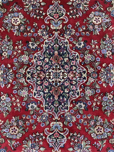 27022172d - Ghom Kork, Persien, Ende 20.Jhd, Korkwolle auf Baumwolle, ca. 200 x 140 cm, verfärbte ...