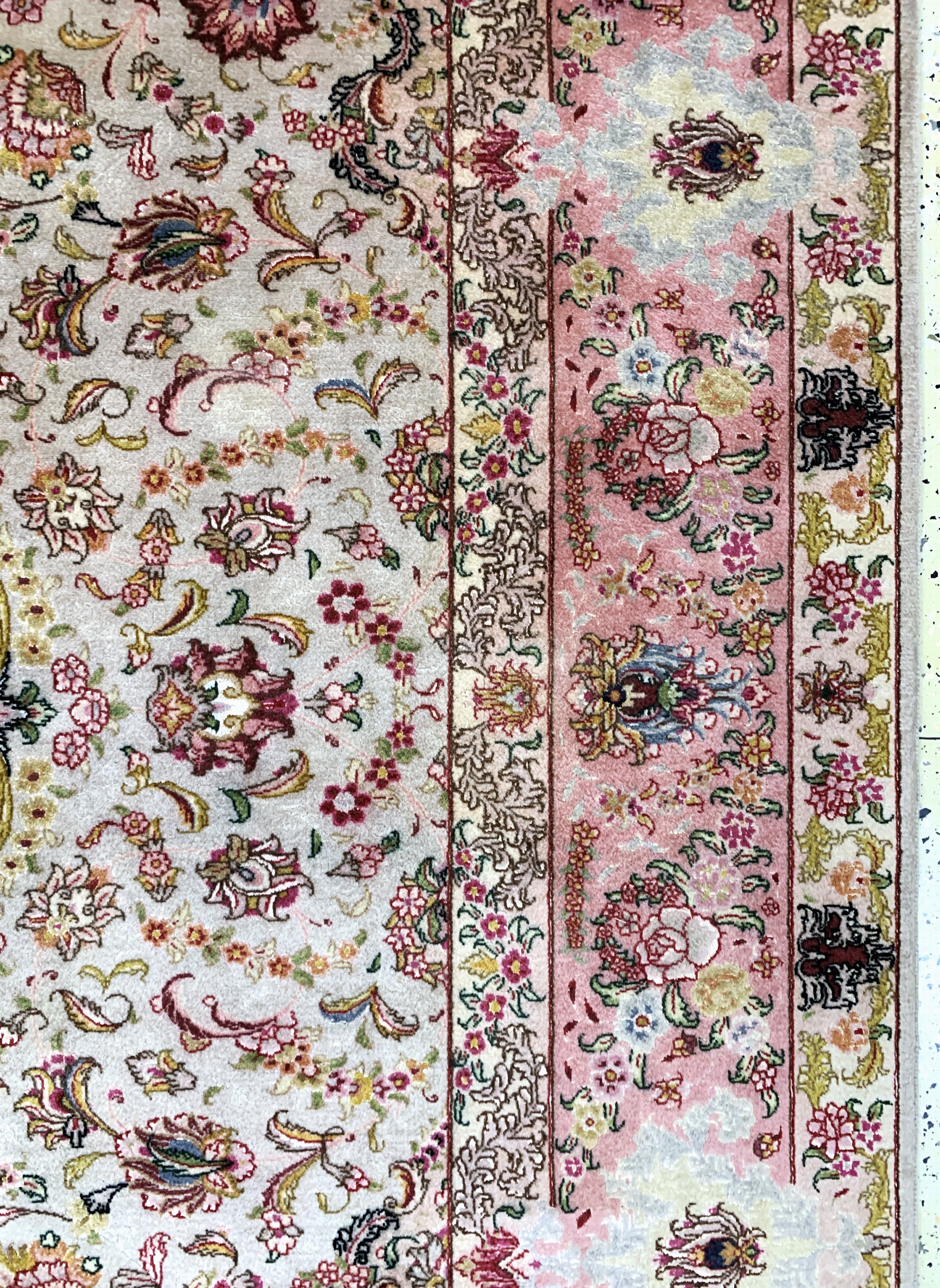 Detail f: Täbriz fein(50 Raj), Persien, Mitte 20.Jhd,Korkwolle mit Seide, ca. 290 x 200 cm, ca. 500.000 Kn/qm, EHZ: 2