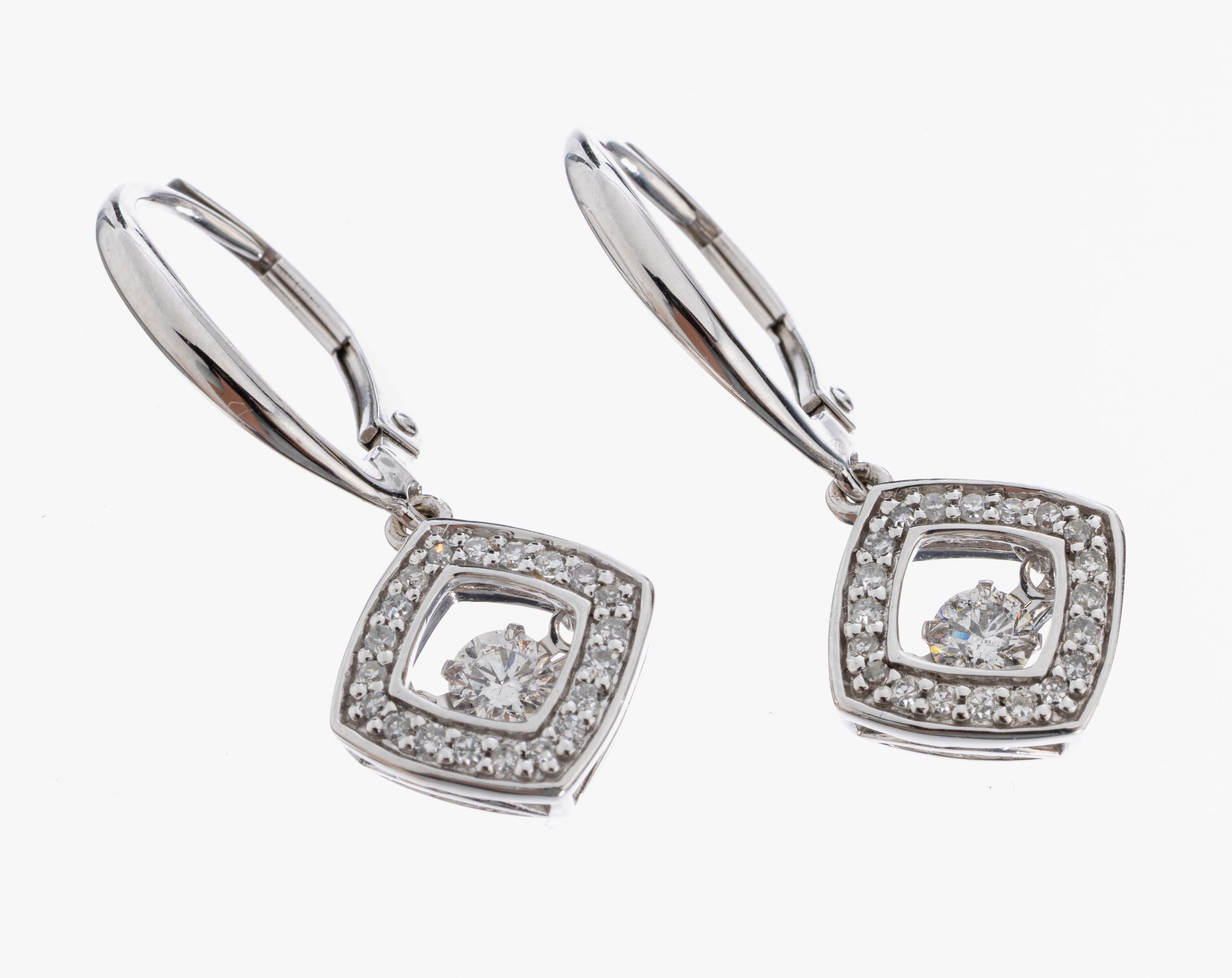 Image 27022368 - Paar 10 kt Gold Diamant-Ohrstecker, WG 417/000, 2 Brillanten und 8/8-Diamanten zus. ca. ...