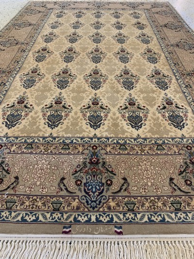 27022393g - Esfahan fein Persien, signiert´Davari´, Ende 20.Jhd, Korkwolle mit und auf Seide, ca. ...