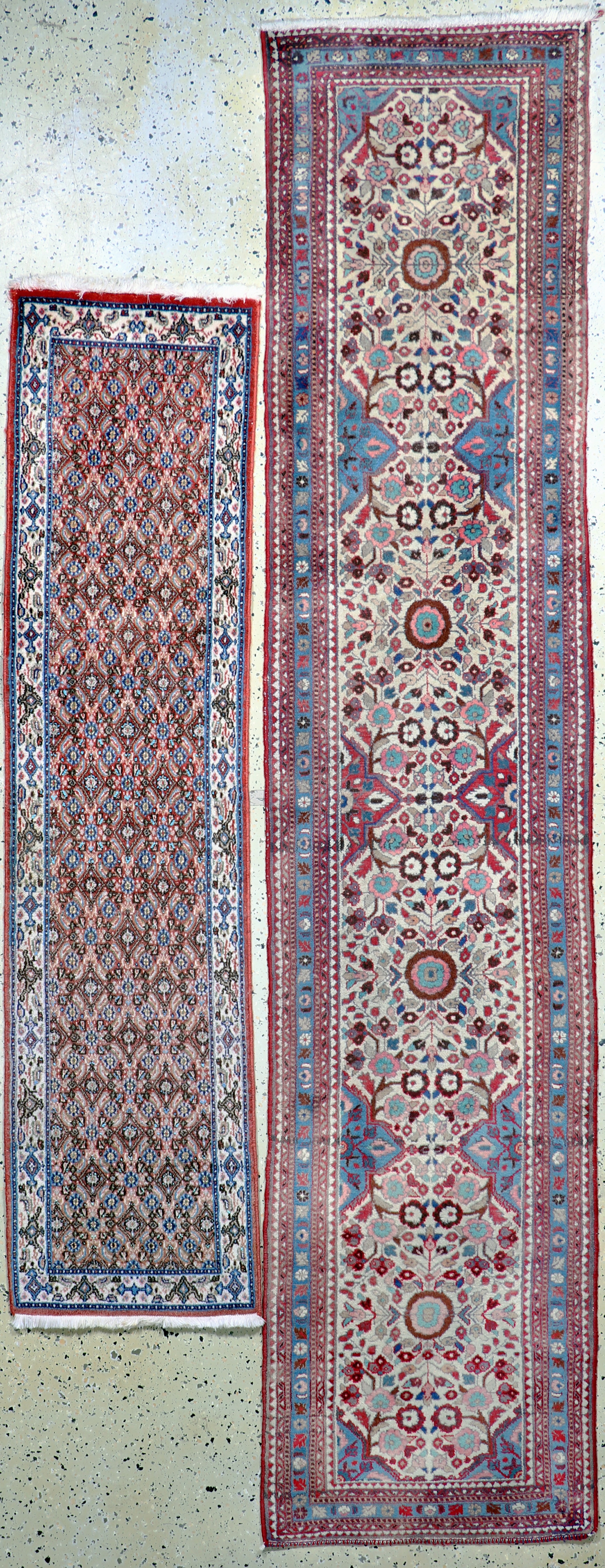 Image 27022423 - 2 Lots Mud & Rodbar, Persien, Ende 20.Jhd, Wolle auf Baumwolle, ca. 290 x 64 cm & ca. ...