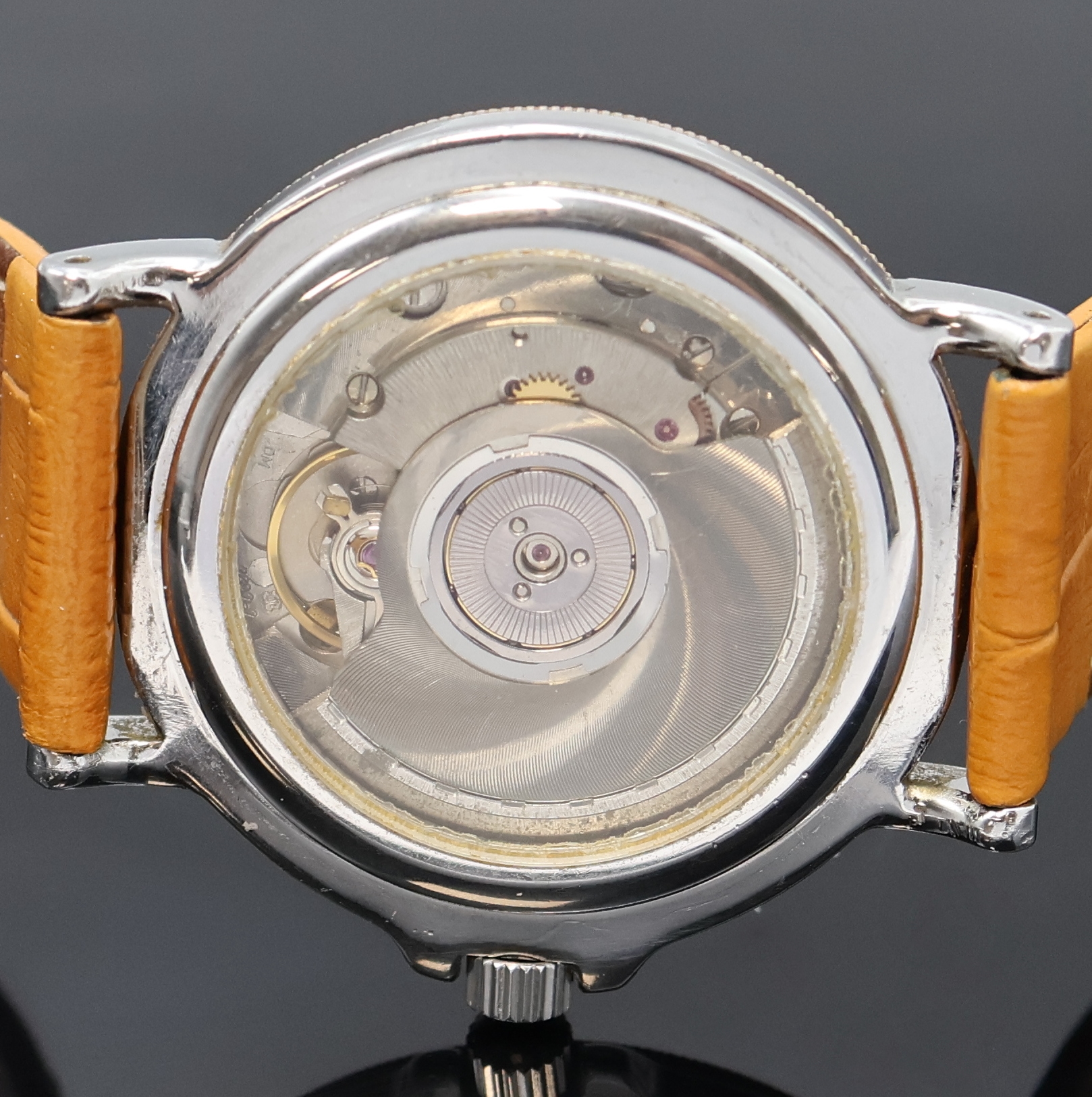 Detail f: ORIS Armbanduhr in Edelstahl/Gold, Schweiz um 1990, Automatik, beids. vergl. Geh., Boden aufgedr., neutr. Lederband m. orig. Dornschl., cremefarb. ...