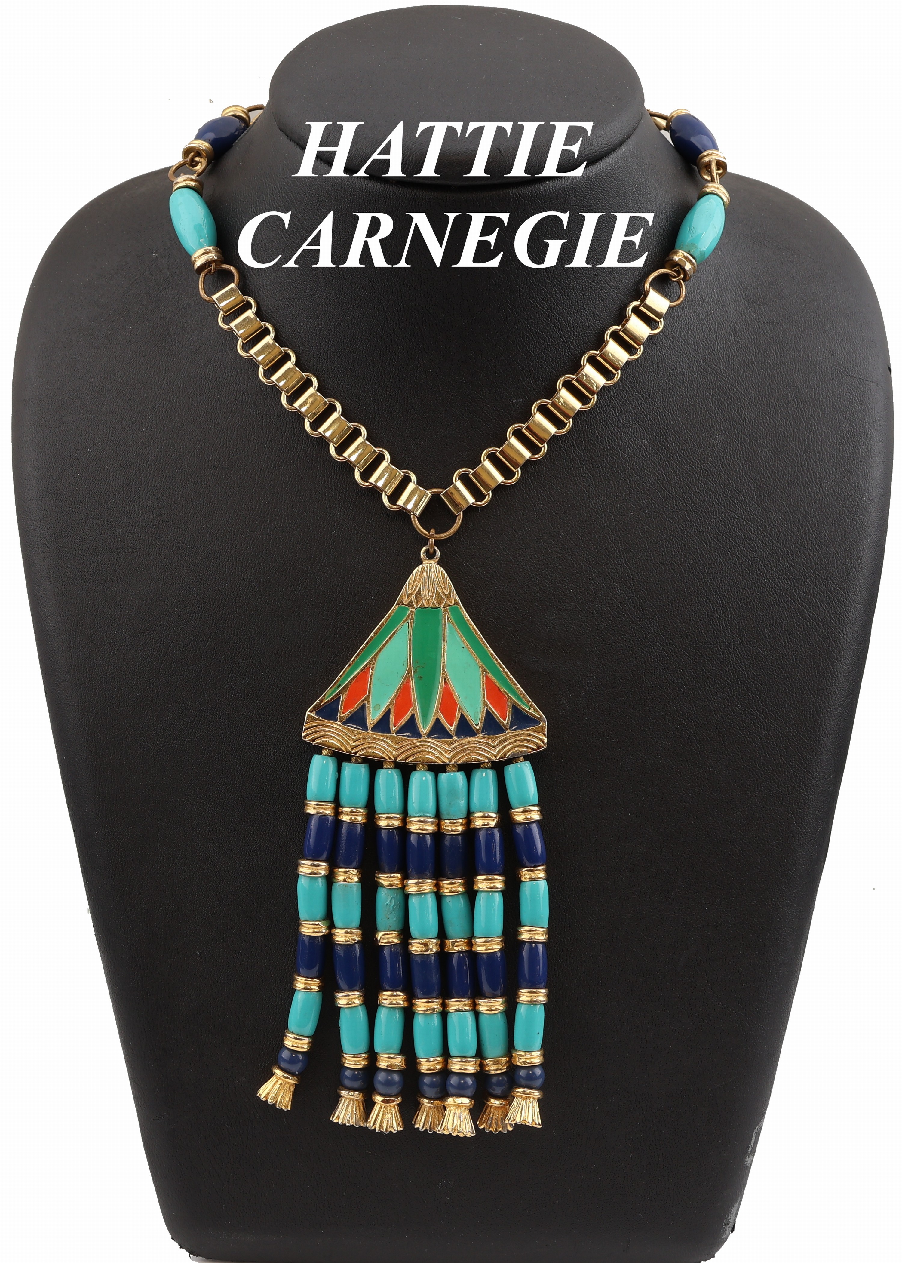 Image 27022552 - Modeschmuckcollier, HATTIE CARNEGIE, USA um 1950, Metall vergoldet, abstrakte ...