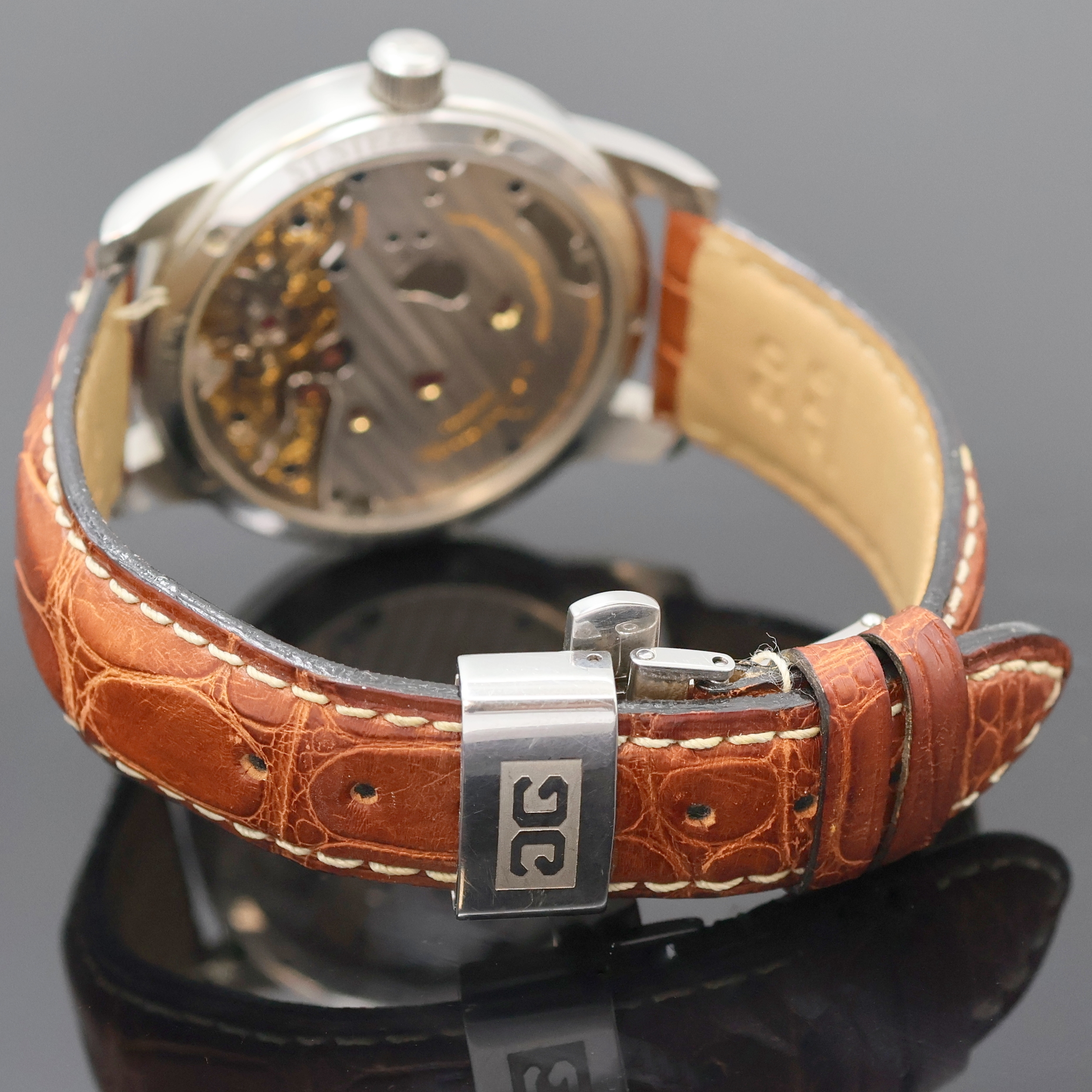 Detail c: GLASHÜTTE PanoReserve Herrenarmbanduhr Referenz 650020204, Deutschland verk. lt. Pap. 02/2006, Handaufzug, Edelstahlgeh. inkl. Lederband m. ...