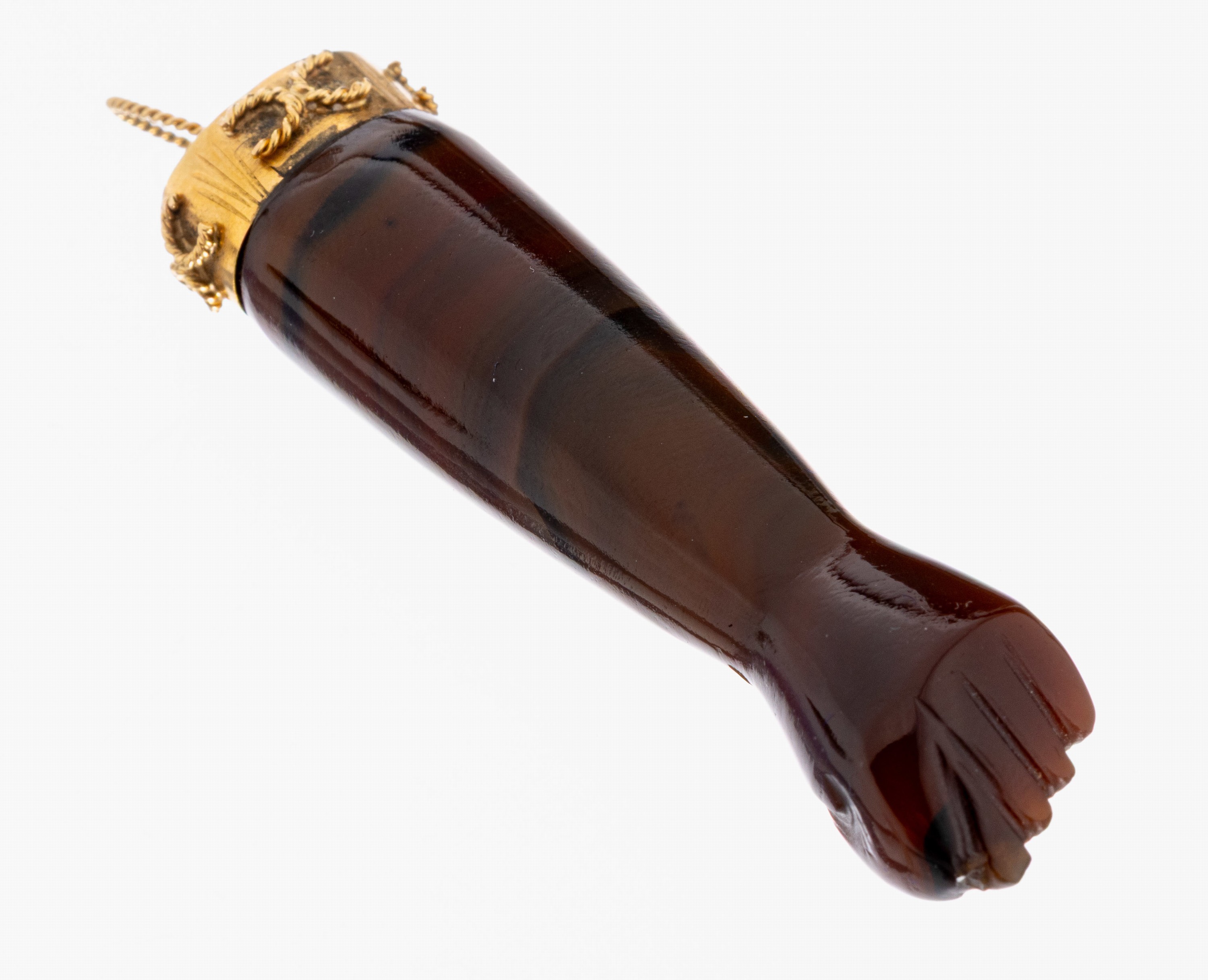 Image 27022569 - 18 kt Gold Achat-Anhänger, GG 750/000, Darstellung der ´Mano Fico´, fein aus ...