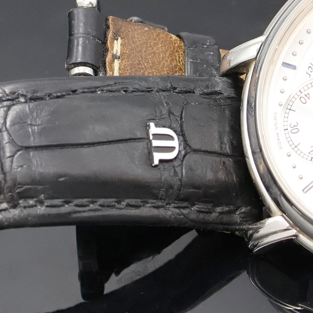 Detail c: MAURICE LACROIX Masterpiece Retrograde, Schweiz verk. lt. Pap. 02/2004, Handaufzug, Edelstahlgeh., beids. vergl., Boden 8-fach verschr., orig. ...