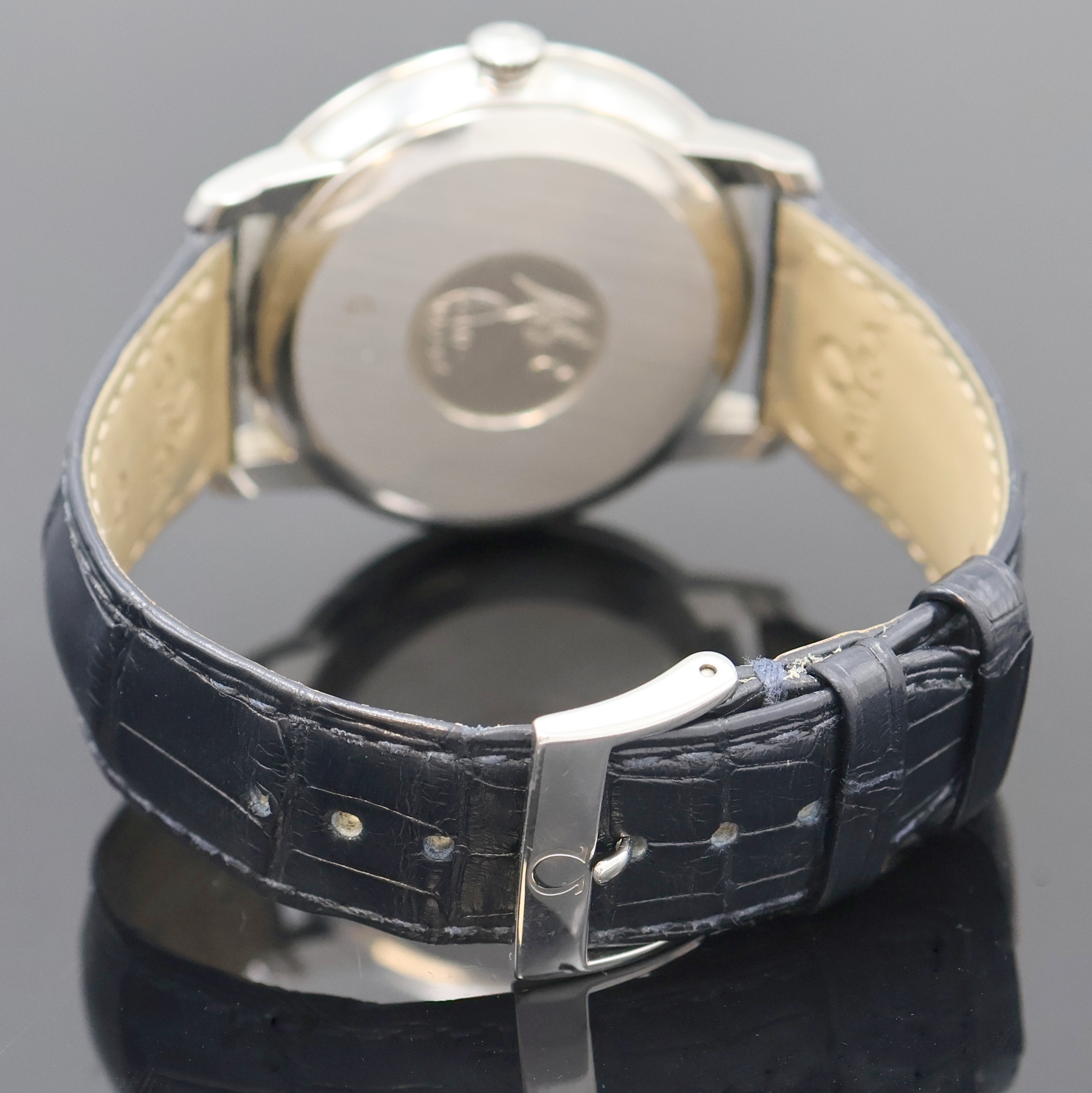 Detail c: OMEGA De Ville Herrenarmbanduhr, Schweiz verk. lt. Pap. 03/2018, Automatik, Edelstahlgeh., Boden aufgedr., orig. Lederband m. Dornschl., Saphirgl. ...