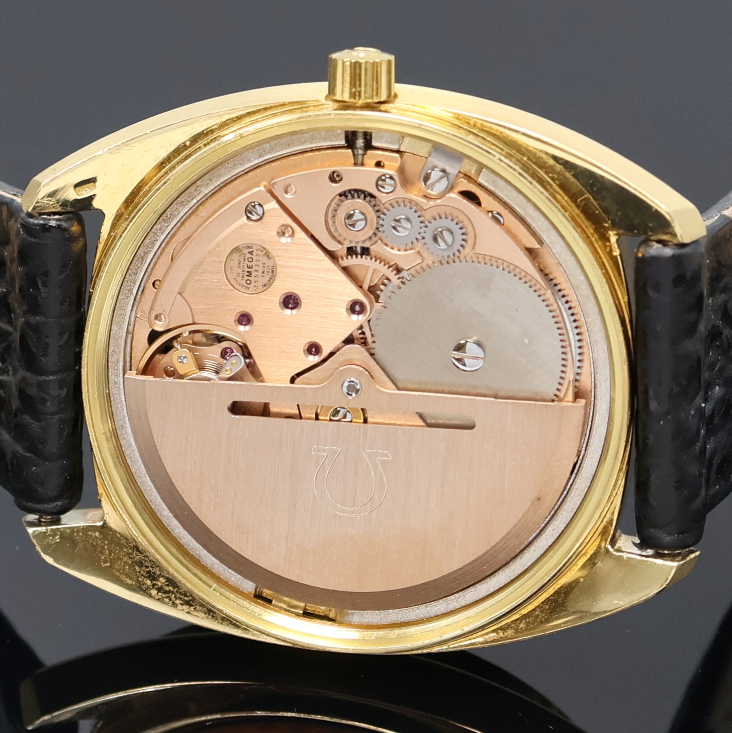 Detail d: OMEGA Constellation Armbanduhr in GG 750/000 Referenz 168.0057, Schweiz um 1972, Automatik, Boden verschr., champagnerfarb. Zifferbl. m. aufges. ...