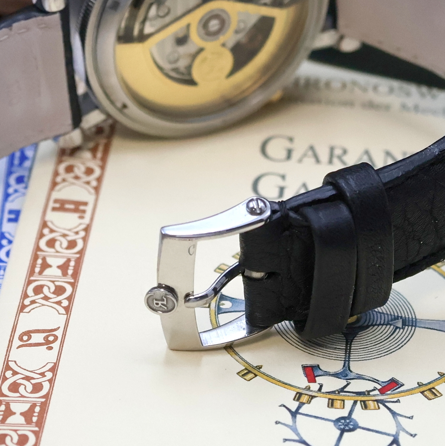 Detail b: CHRONOSWISS Herrenchronograph mit Rattrapante Referenz CH7323, Schweiz um 1993, Automatik, Edelstahlgeh. inkl. neutr. Lederband m. Dornschl., beids. ...