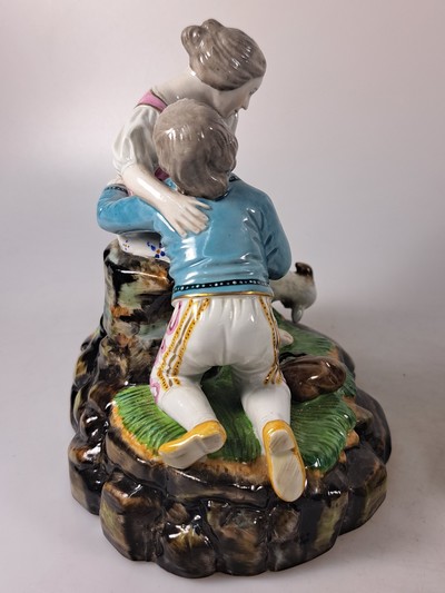 27022536f - 2 Porzellangruppen nach Höchster Vorbild, 19./20.Jh., Porzellan, farbig staffiert, ...