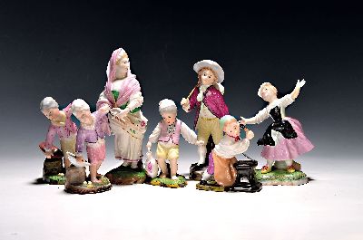 Image 7 Porzellanfiguren im Stile des 18.Jh., Hoechst, nach 1965, Porzellan, farbig staffiert, ...