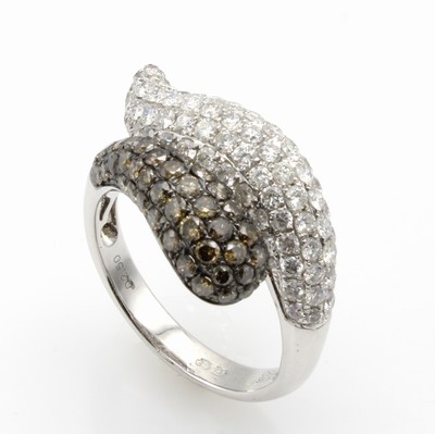 27022594a - Ring mit Diamanten und Brillanten, WG 750/ 000, 137 Diam. u. Brill. zus. ca. 2.50 ct ...