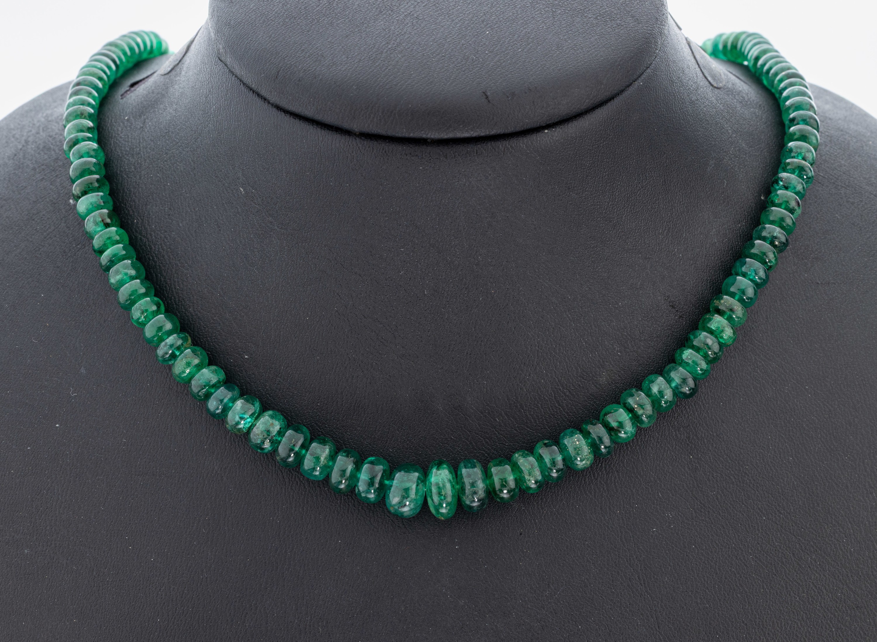 Image 27022638 - Smaragd-Collier mit 14 kt Gold Schließe, WG585/000, Smaragd-Linsen im Verlauf, D. ca. ...