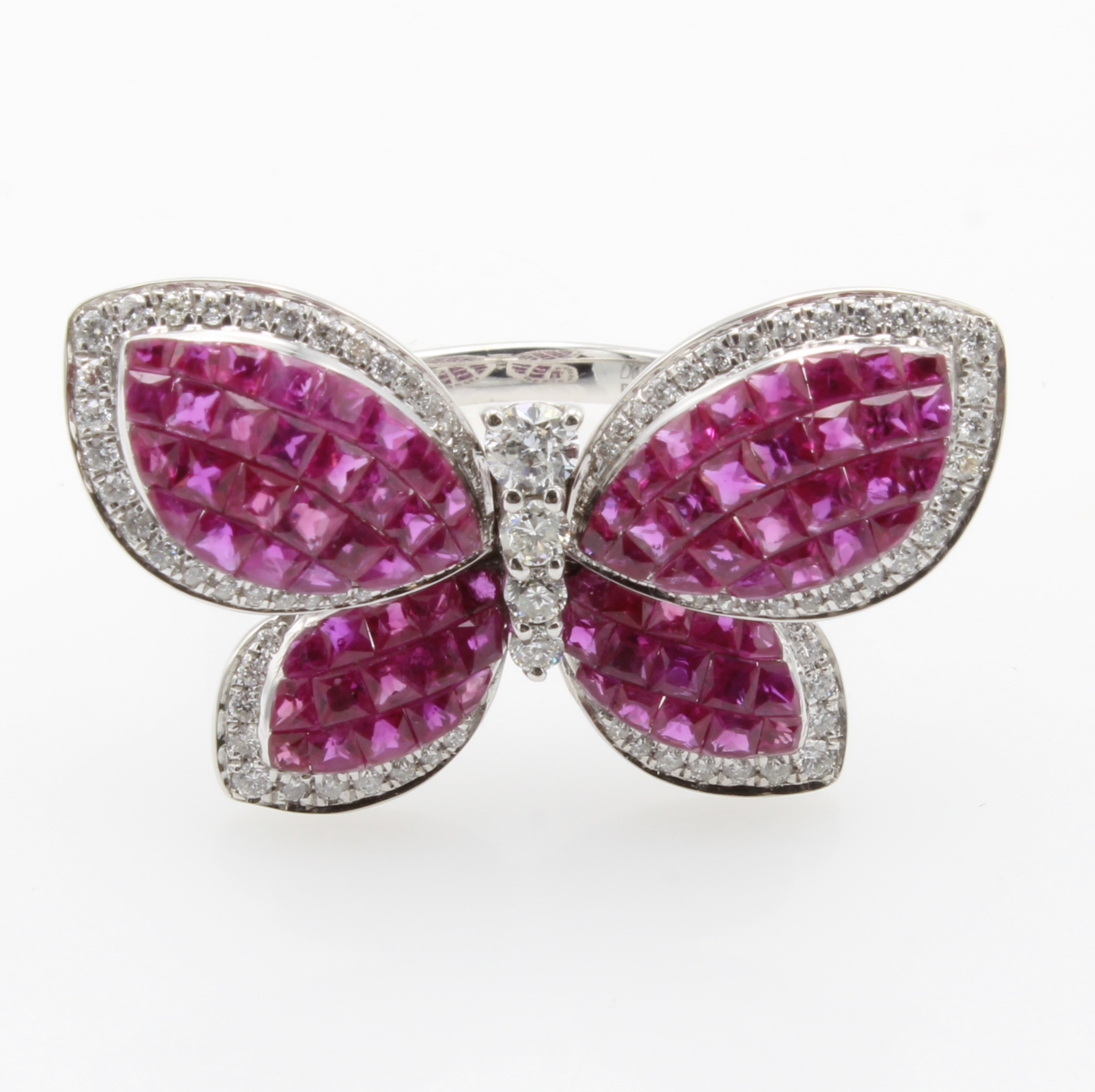 Image 27022645 - Ring ´Schmetterling´ mit Rubinen und Brillanten, WG 750/000, 86 Rubine im Carré- ...