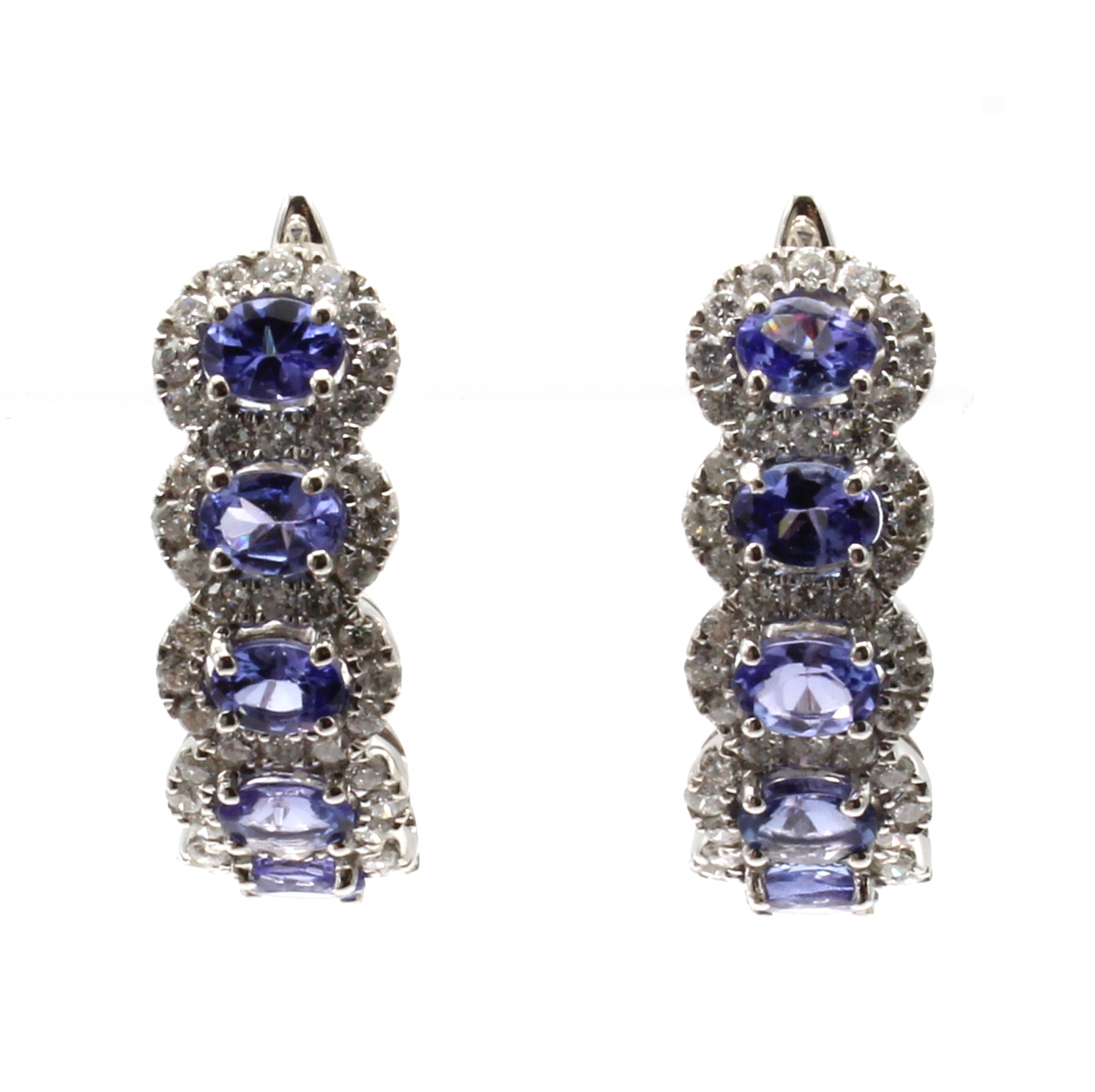 Image 27022657 - Paar Creolen mit Tansaniten und Brillanten, WG 750/000, 10 ovale Tansanite zus. ca. 1.40 ...