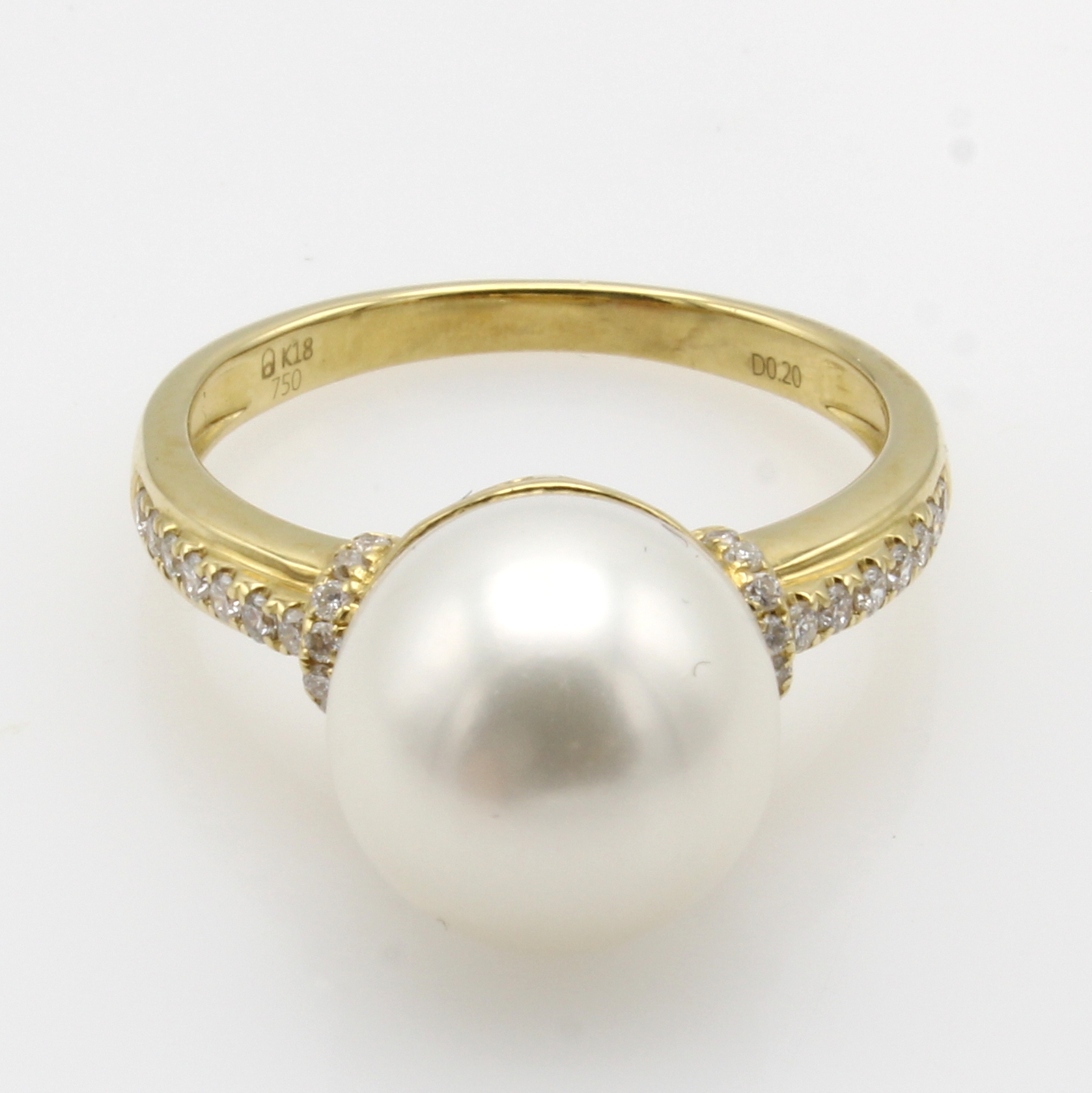 Image 27022668 - Ring mit Brillanten und Süßwasserzuchtperle, GG 750/000, weiße Perle v. weißem ...