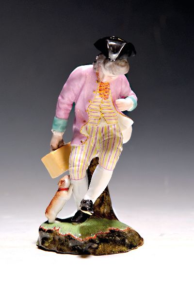 Image Porzellanfigur, Hoechst, 19.Jh., Porzellan, farbig- und goldstaffiert, Radmarke, ...