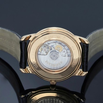 27022606f - BUCHERER elegante Armbanduhr in RG 750/000, Schweiz um 1995, Automatik, beids. vergl. ...
