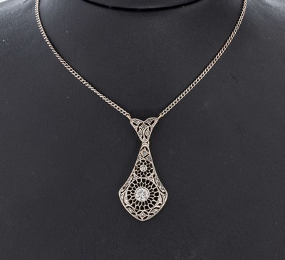 Image Diamant-Collier, GG 585/000 und Silber gepr., nach älterem Vorbild, ...